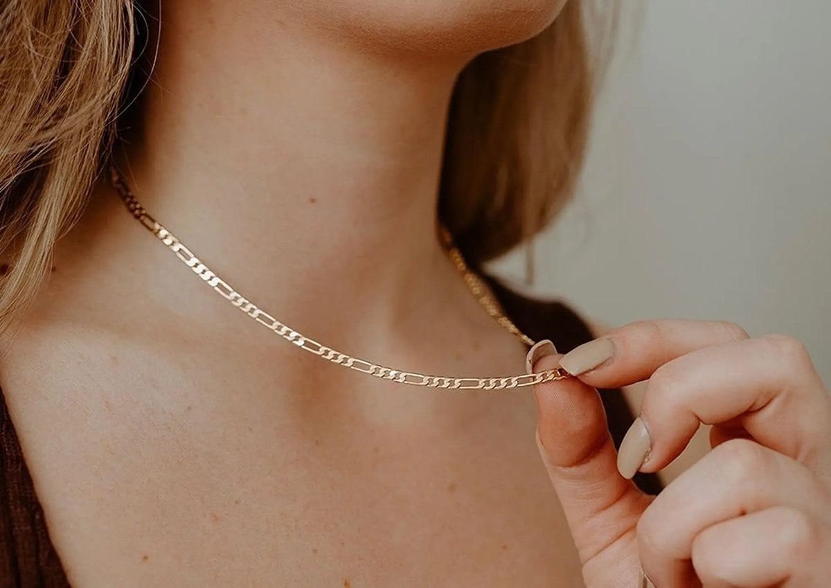 Figaro Chain Necklace - Rose Gold