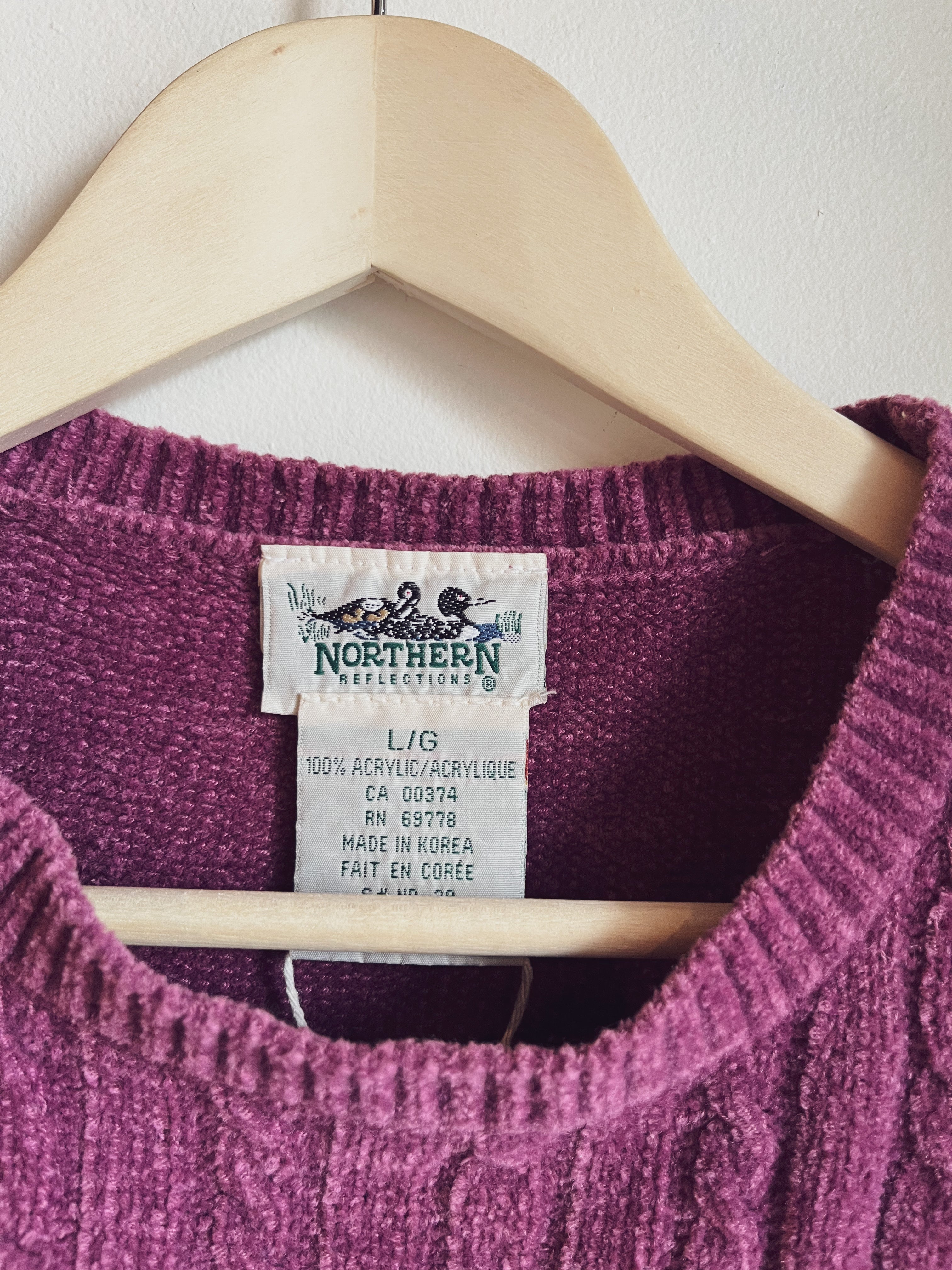 vintage purple chenille sh sl sweater | L