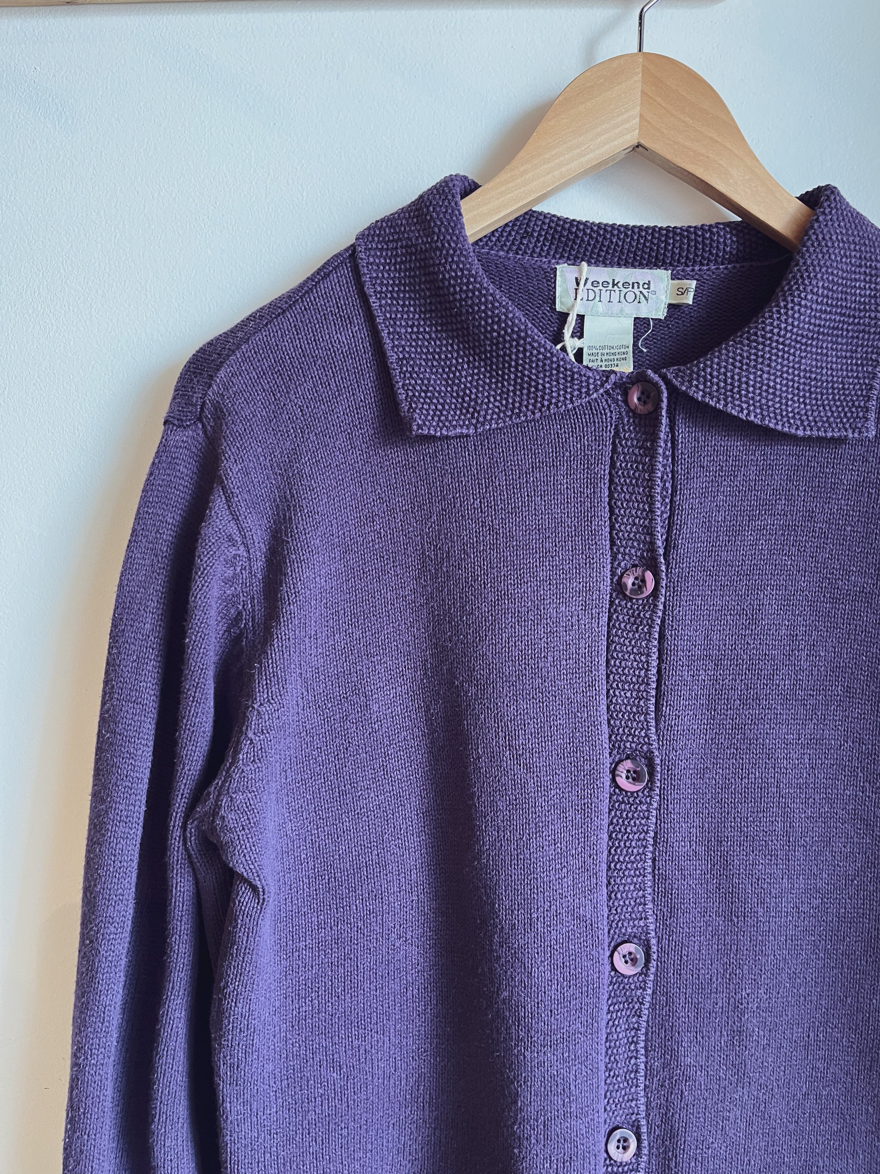 vintage purple collared cardigan | S