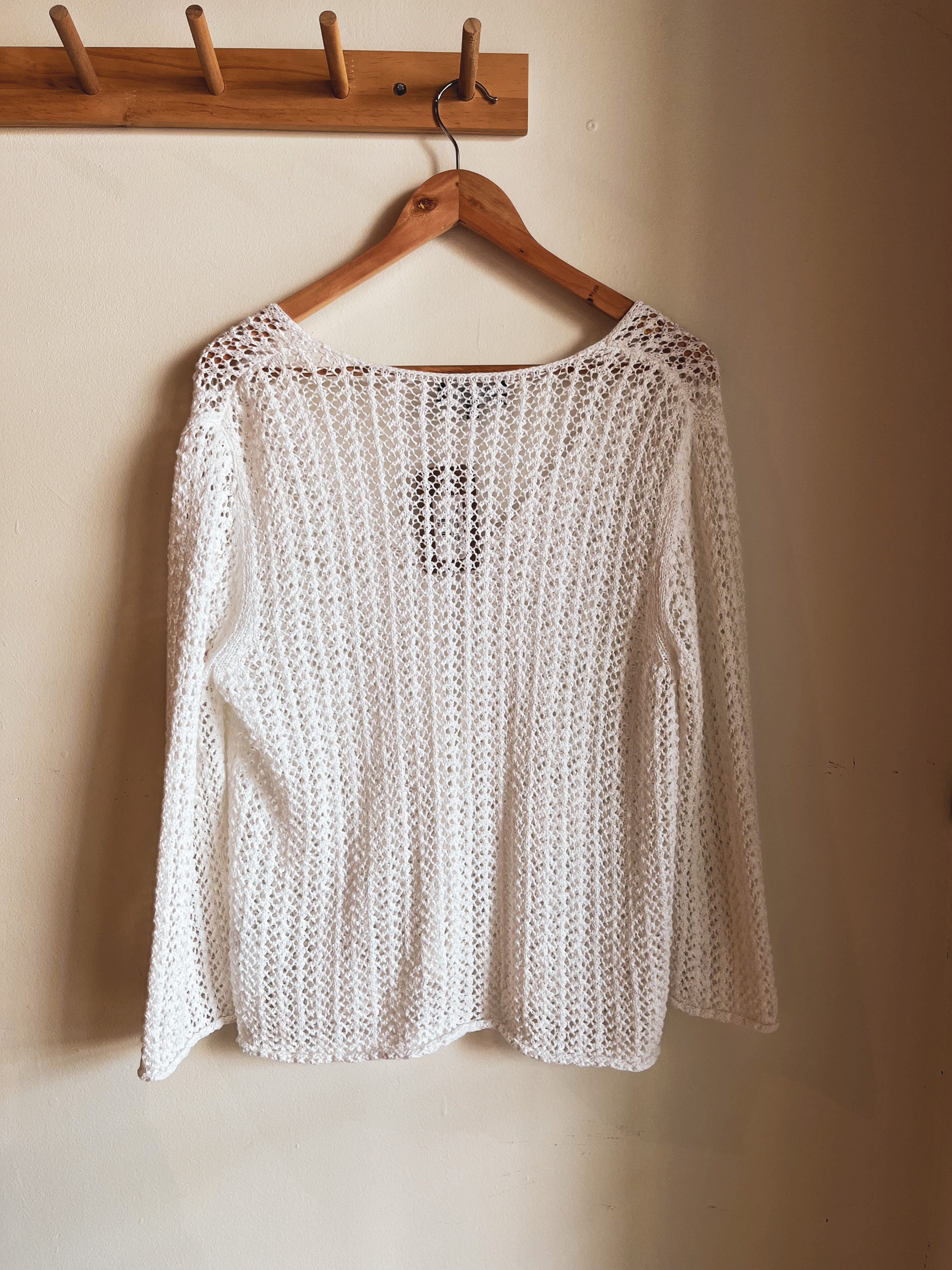 vintage white crochet cardigan | L