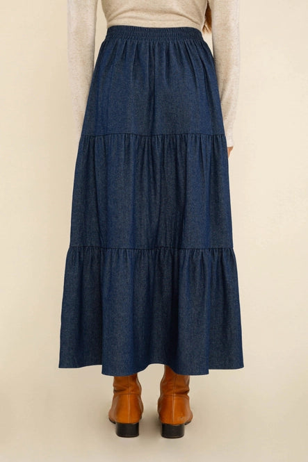 stan cotton skirt in dark denim by NLT