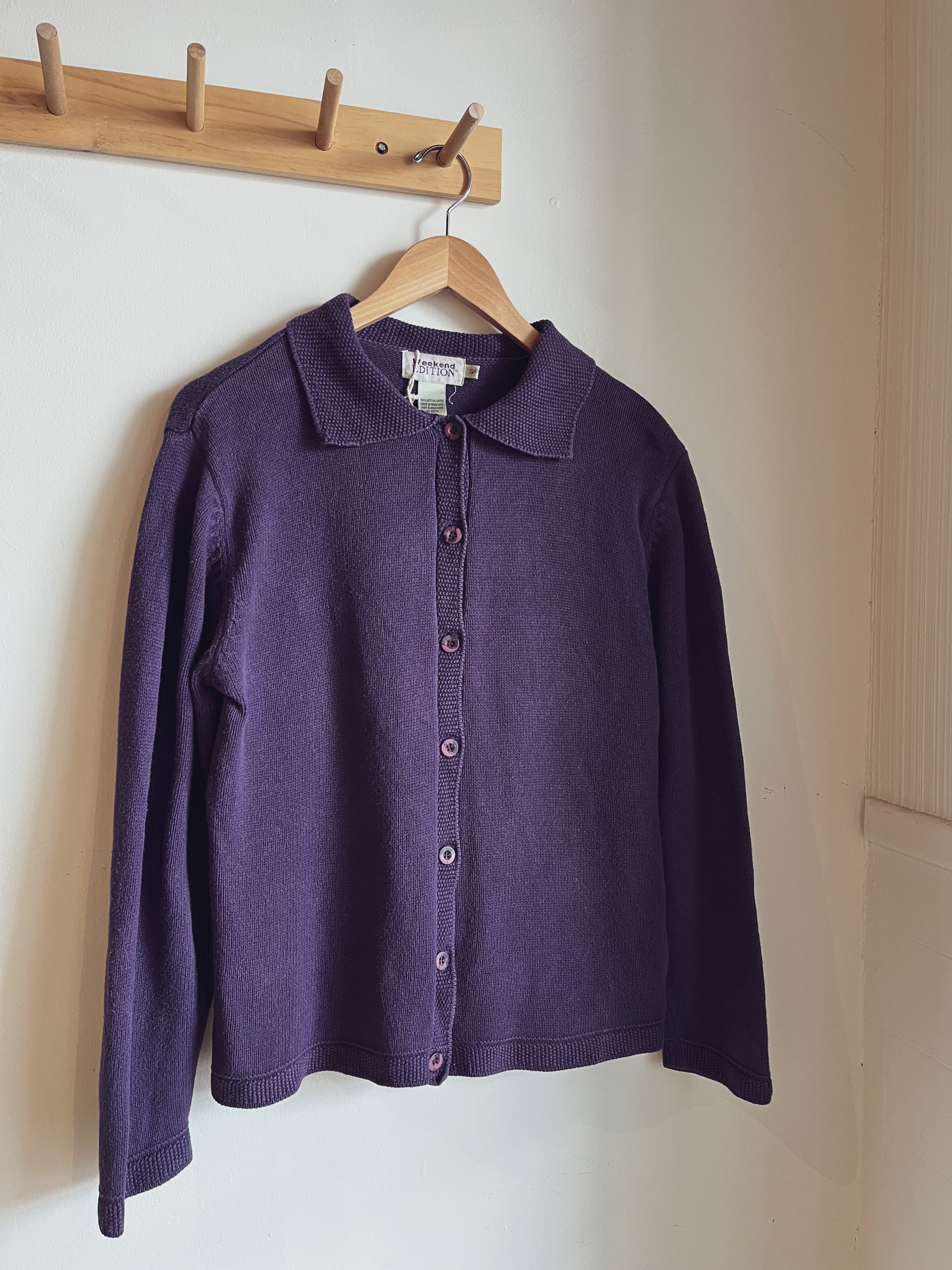 vintage purple collared cardigan | S