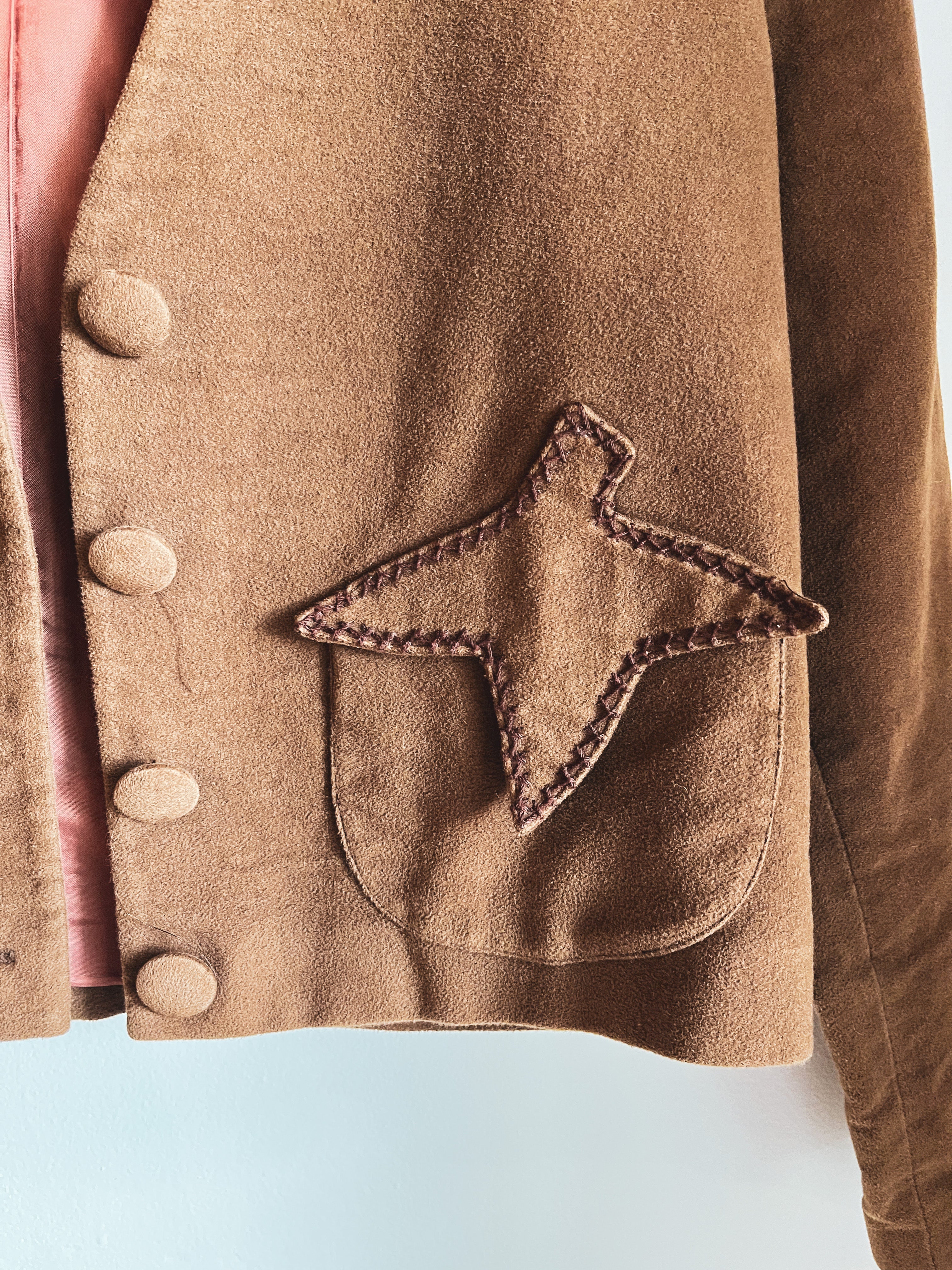 vintage faux suede brown acorn jacket | M