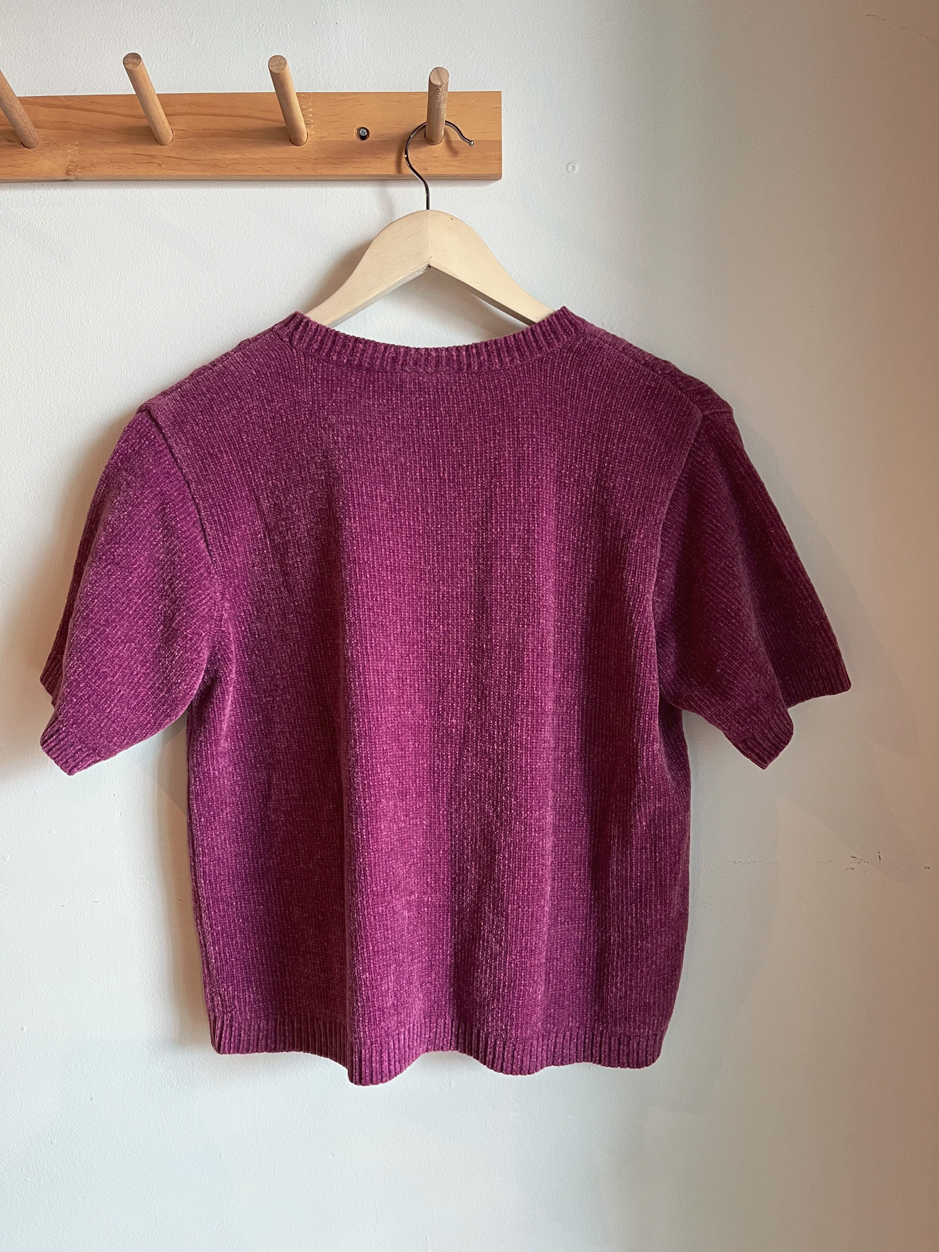vintage purple chenille sh sl sweater | L