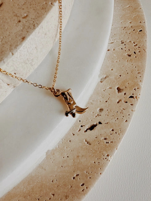 mini cowboy boot necklace in gold by Sydney Rose Co.