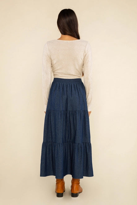 stan cotton skirt in dark denim by NLT