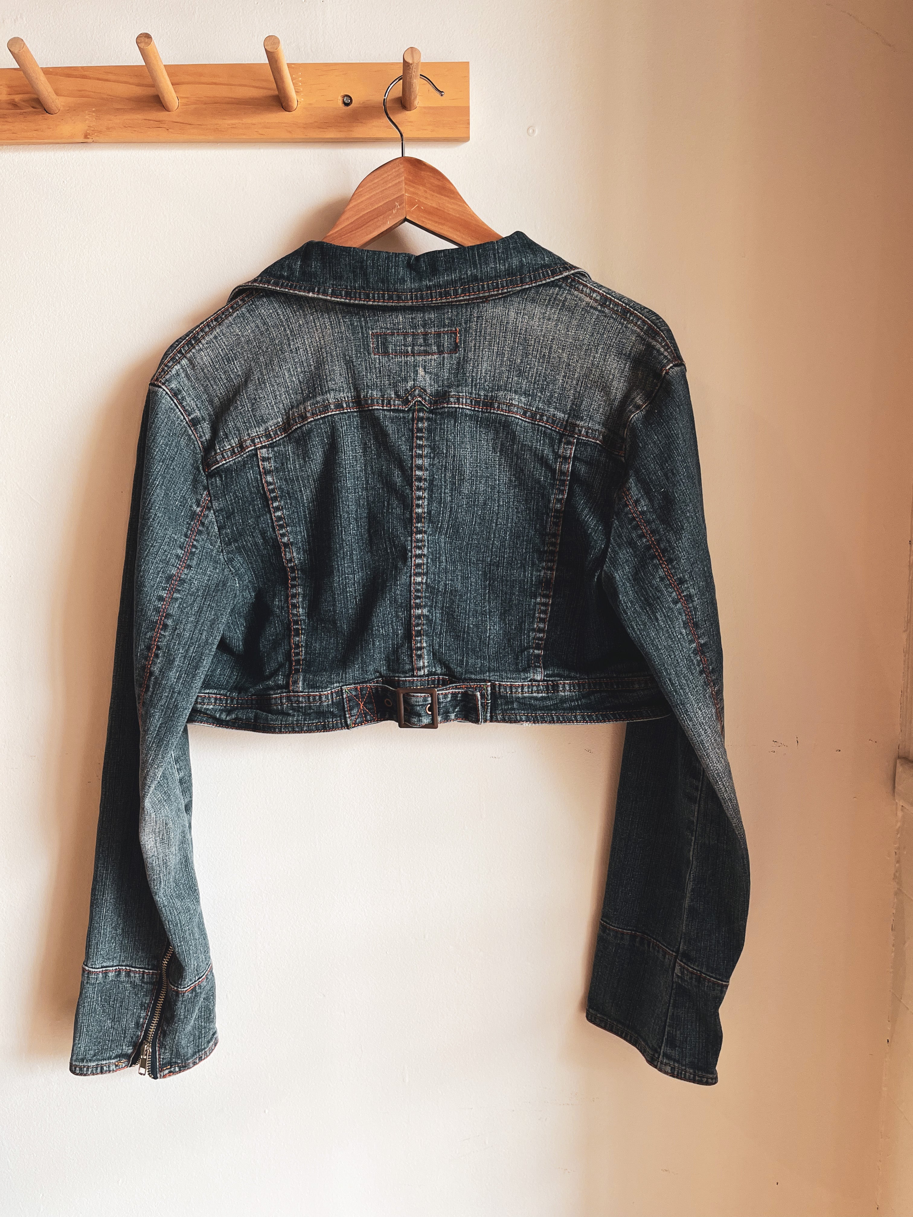 vintage y2k cropped jean jacket | S