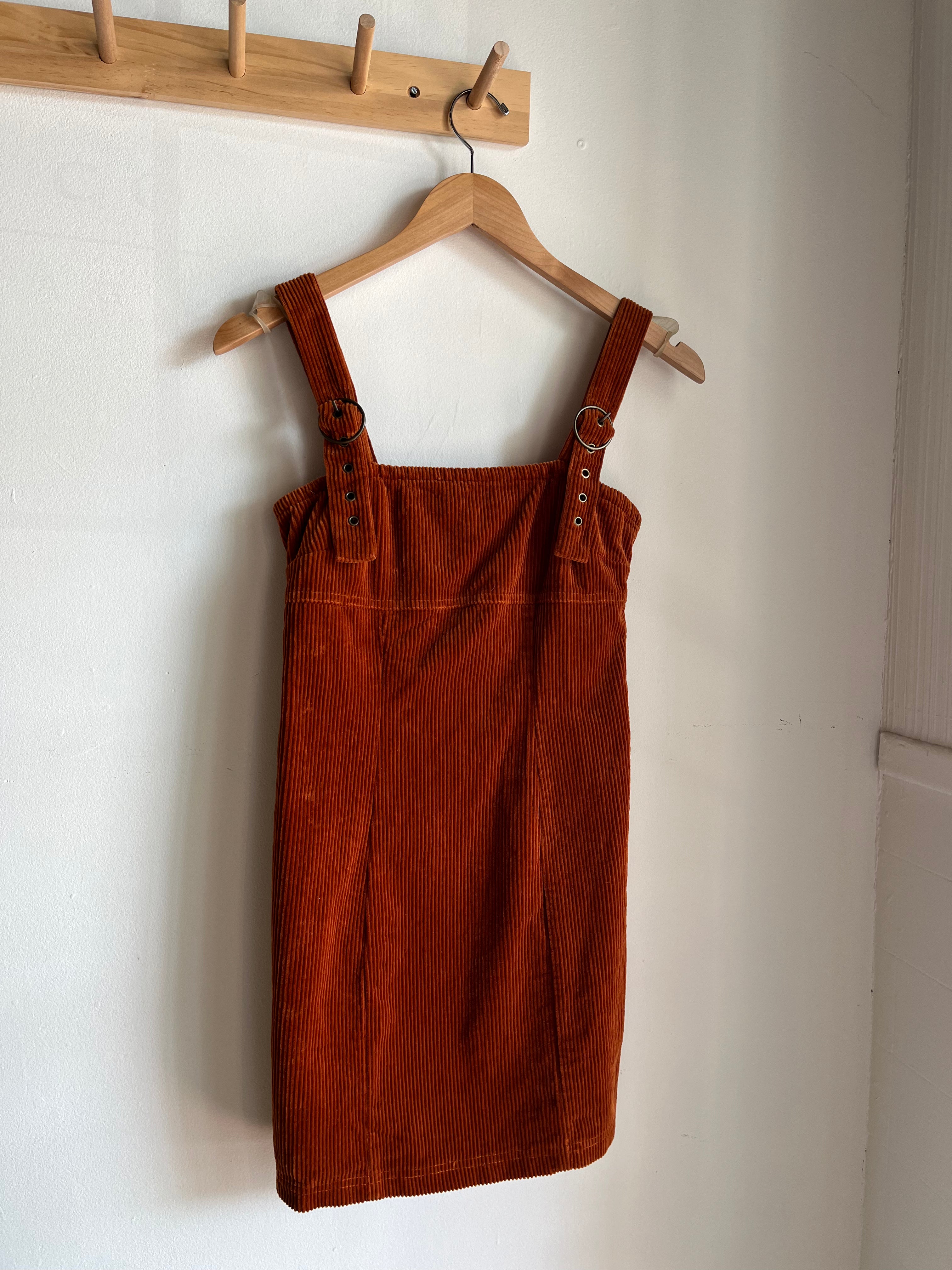 preloved rust corduroy mini dress | S