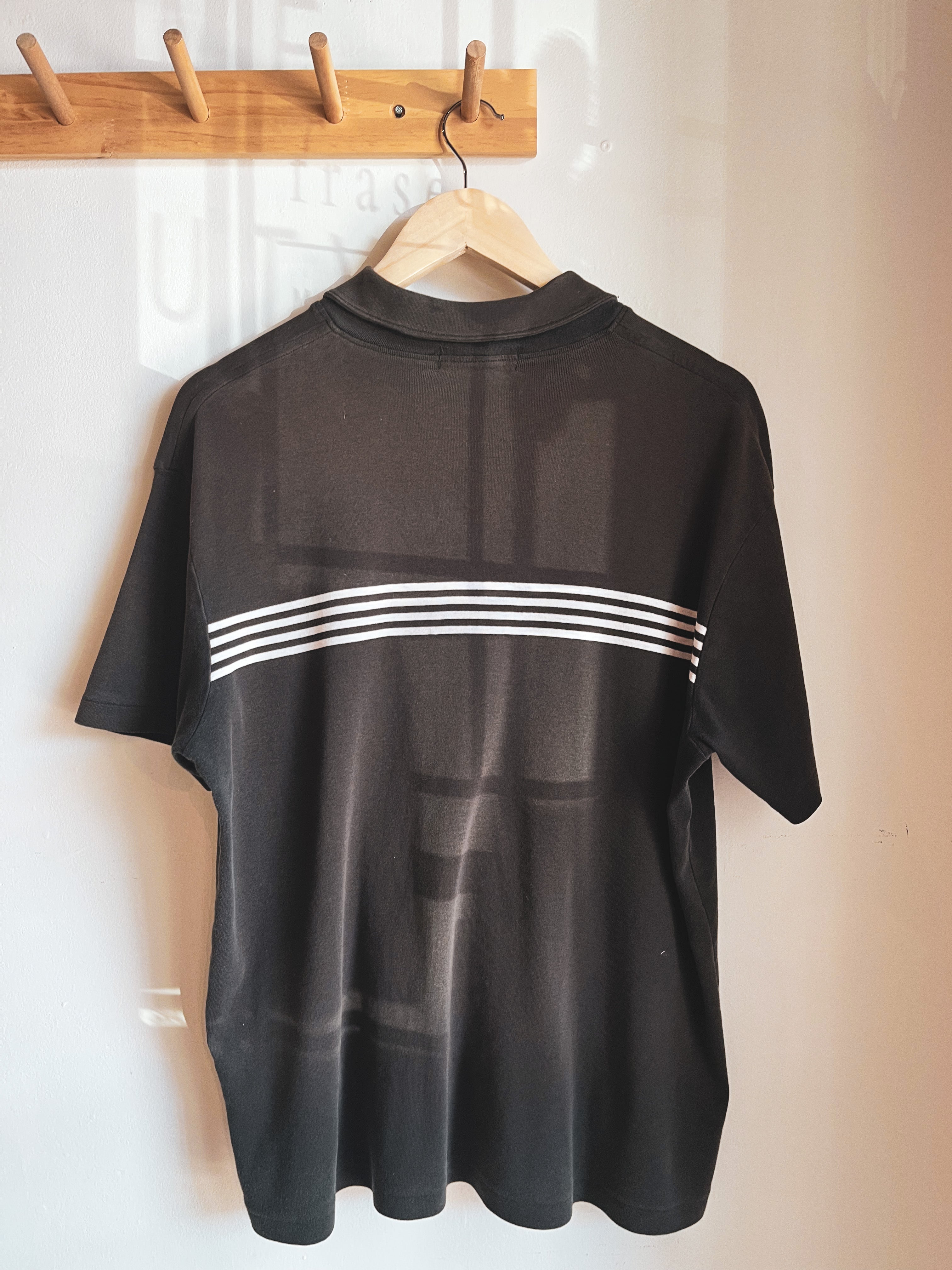 vintage black striped polo shirt | M