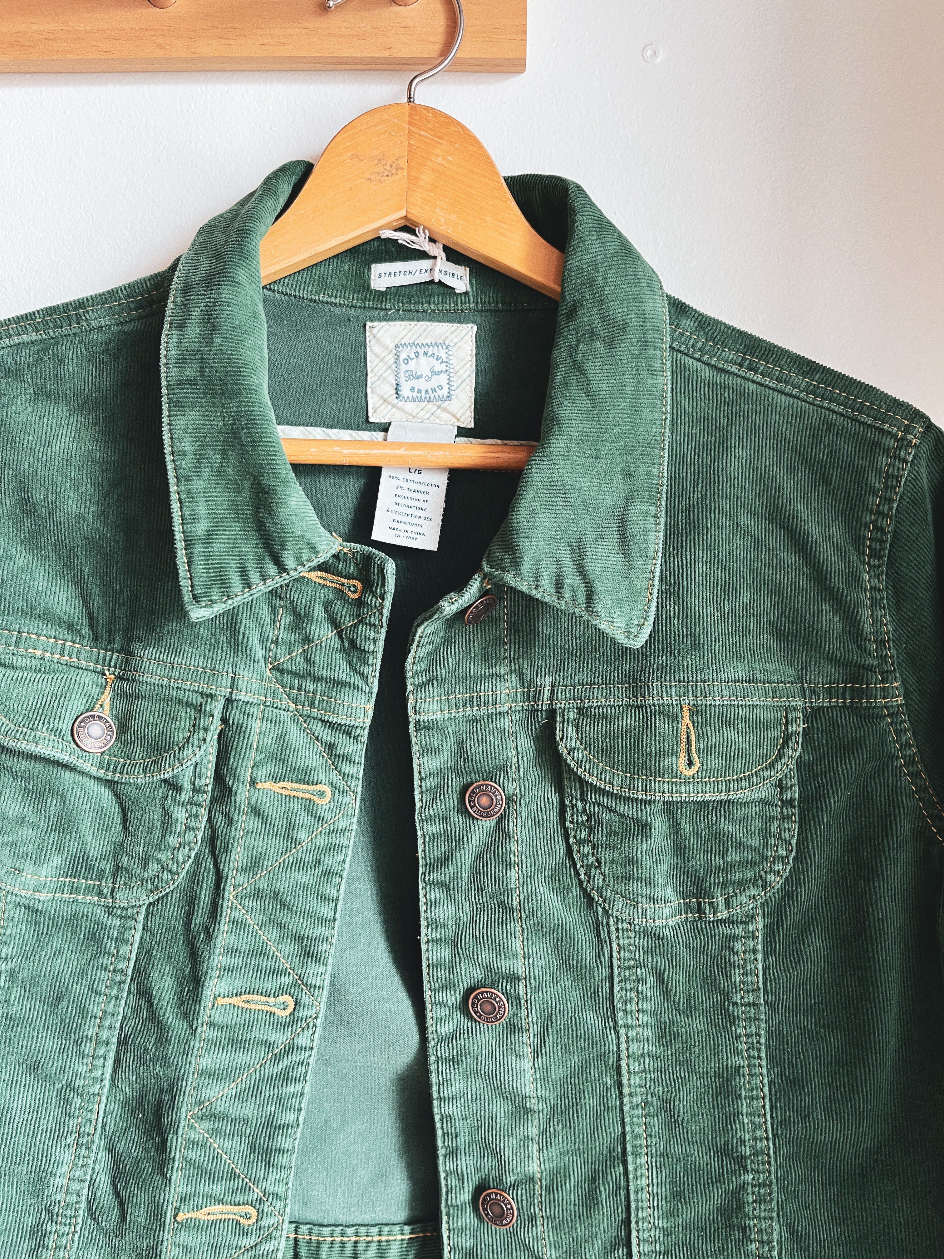preloved green corduroy crop jacket | S