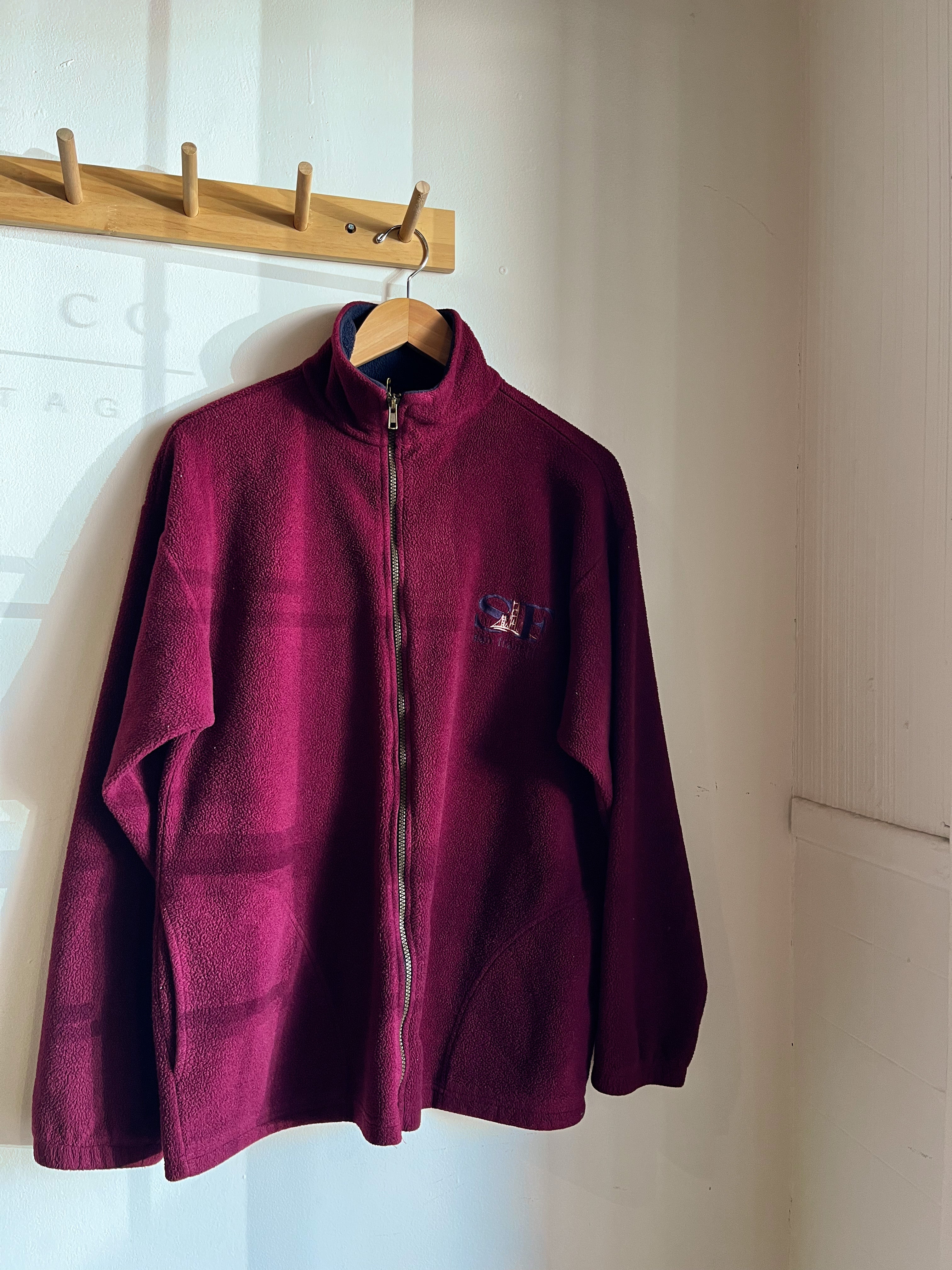 vintage burgundy San Fransisco fleece jacket | L