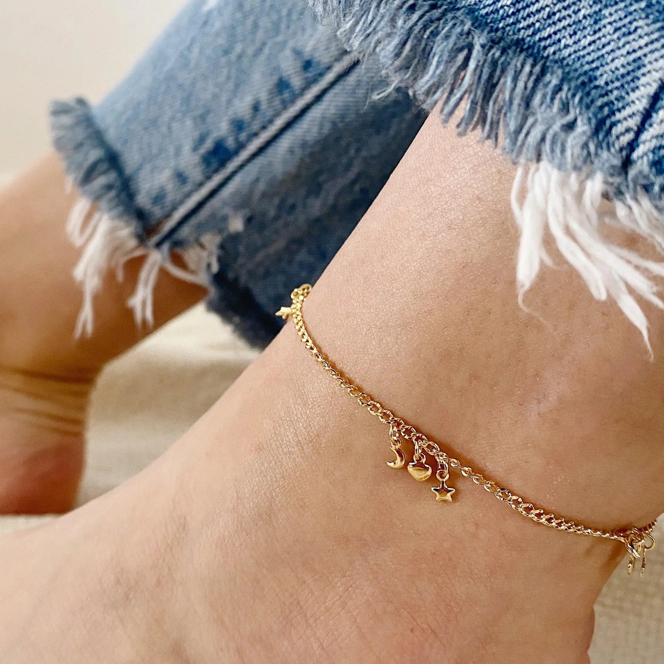 star, moon, sun anklet by Sydney Rose Co.