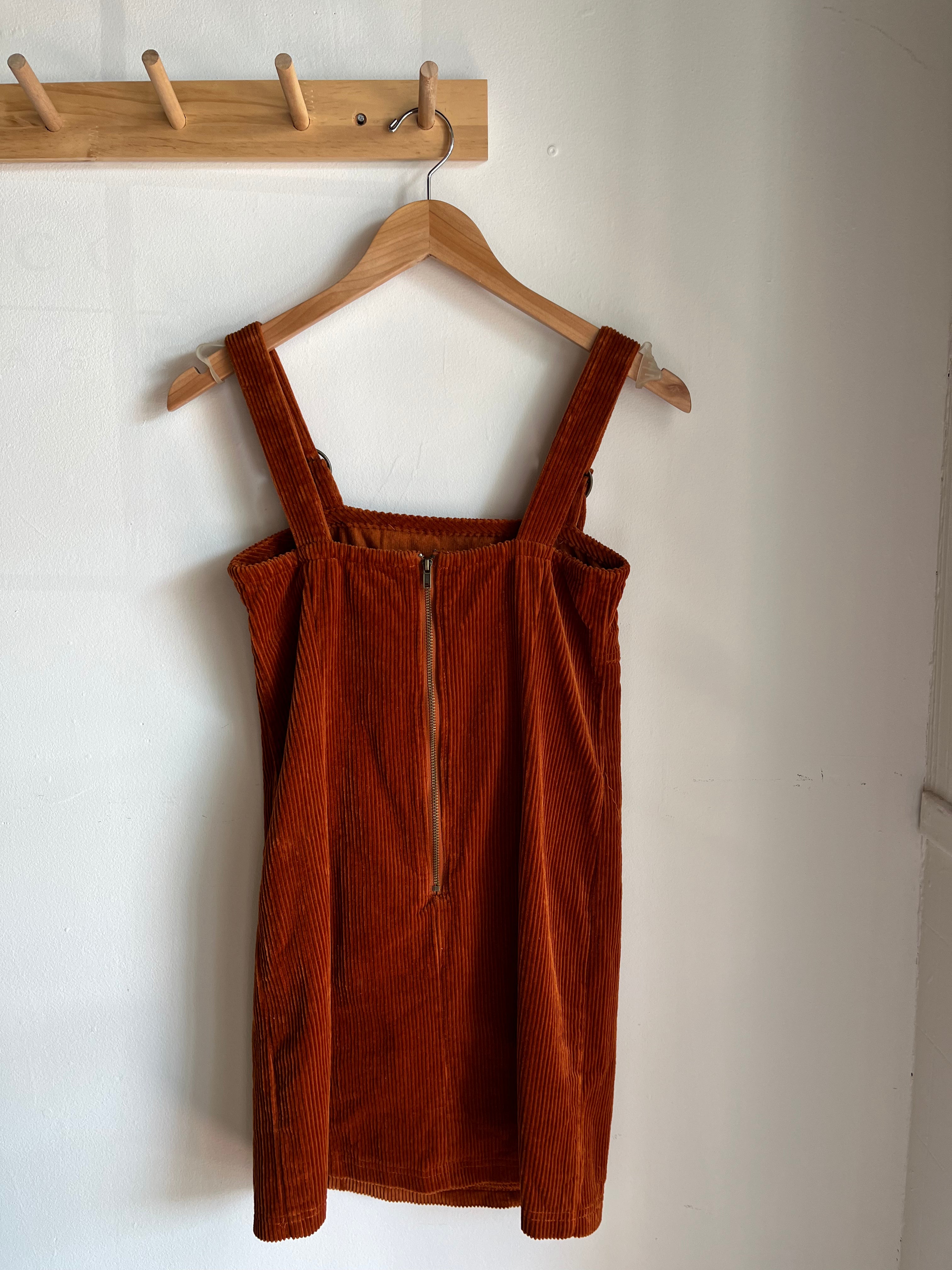 preloved rust corduroy mini dress | S