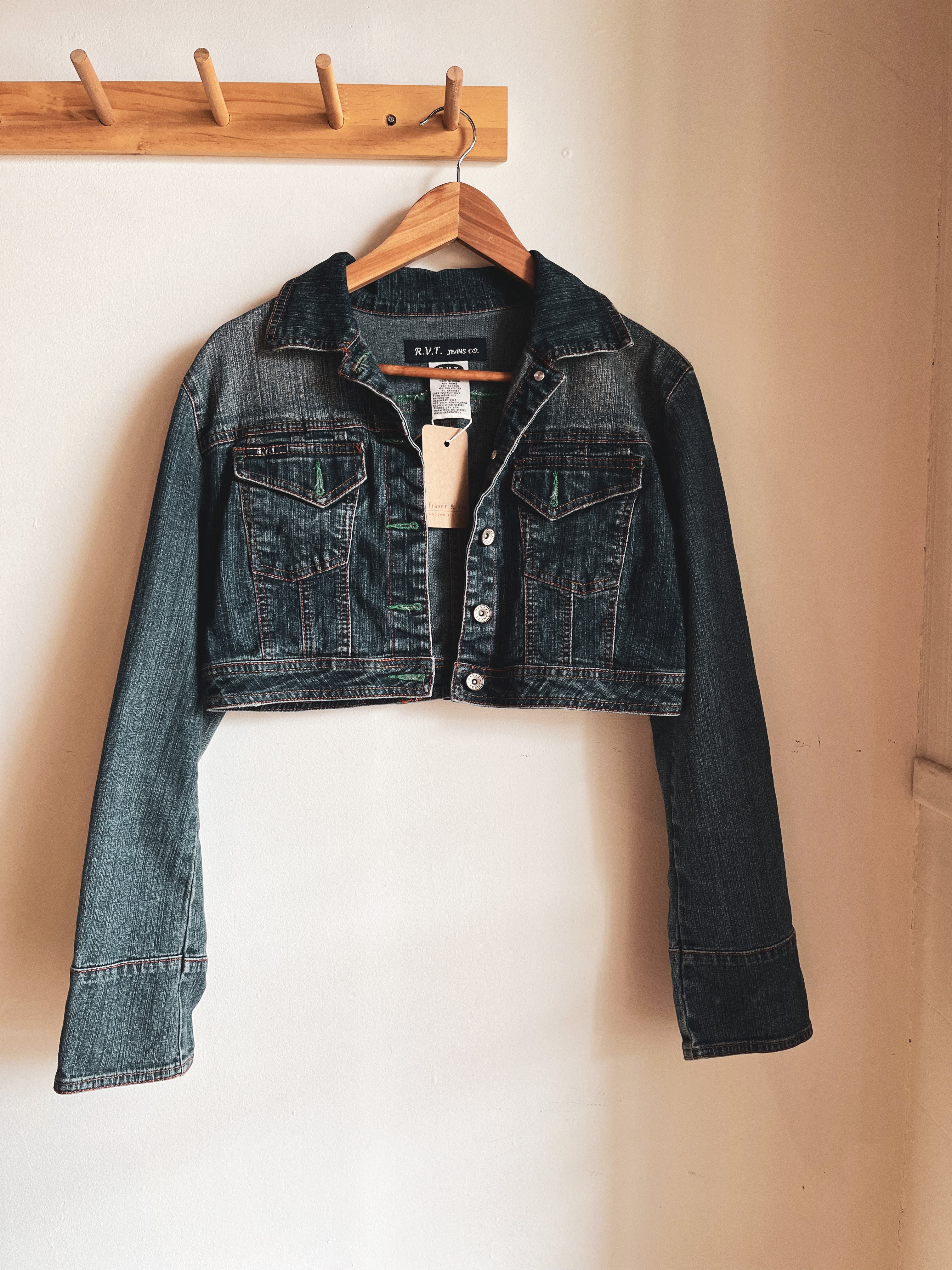 vintage y2k cropped jean jacket | S