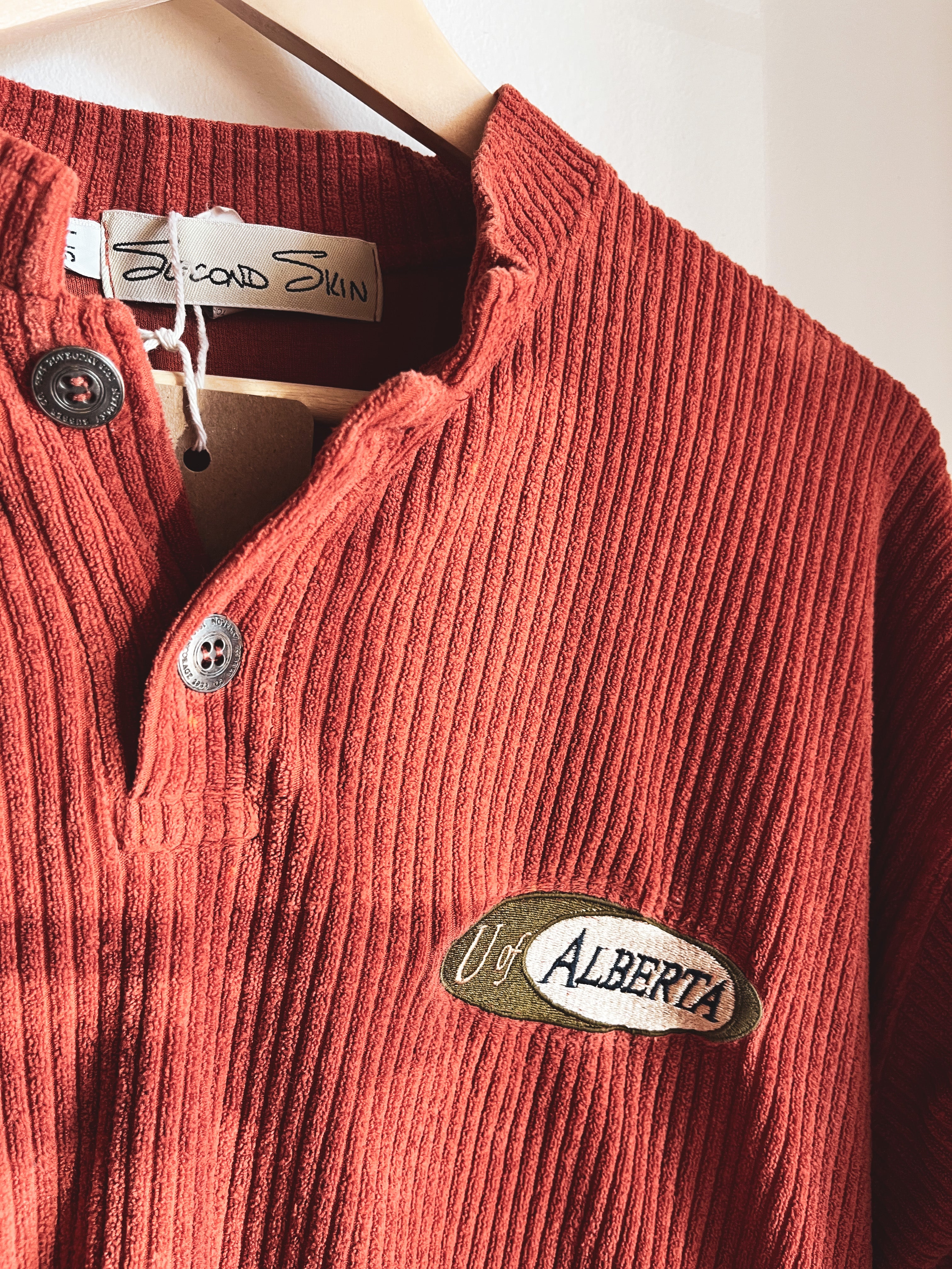 vintage orange ribbed U of Alberta sweater | L