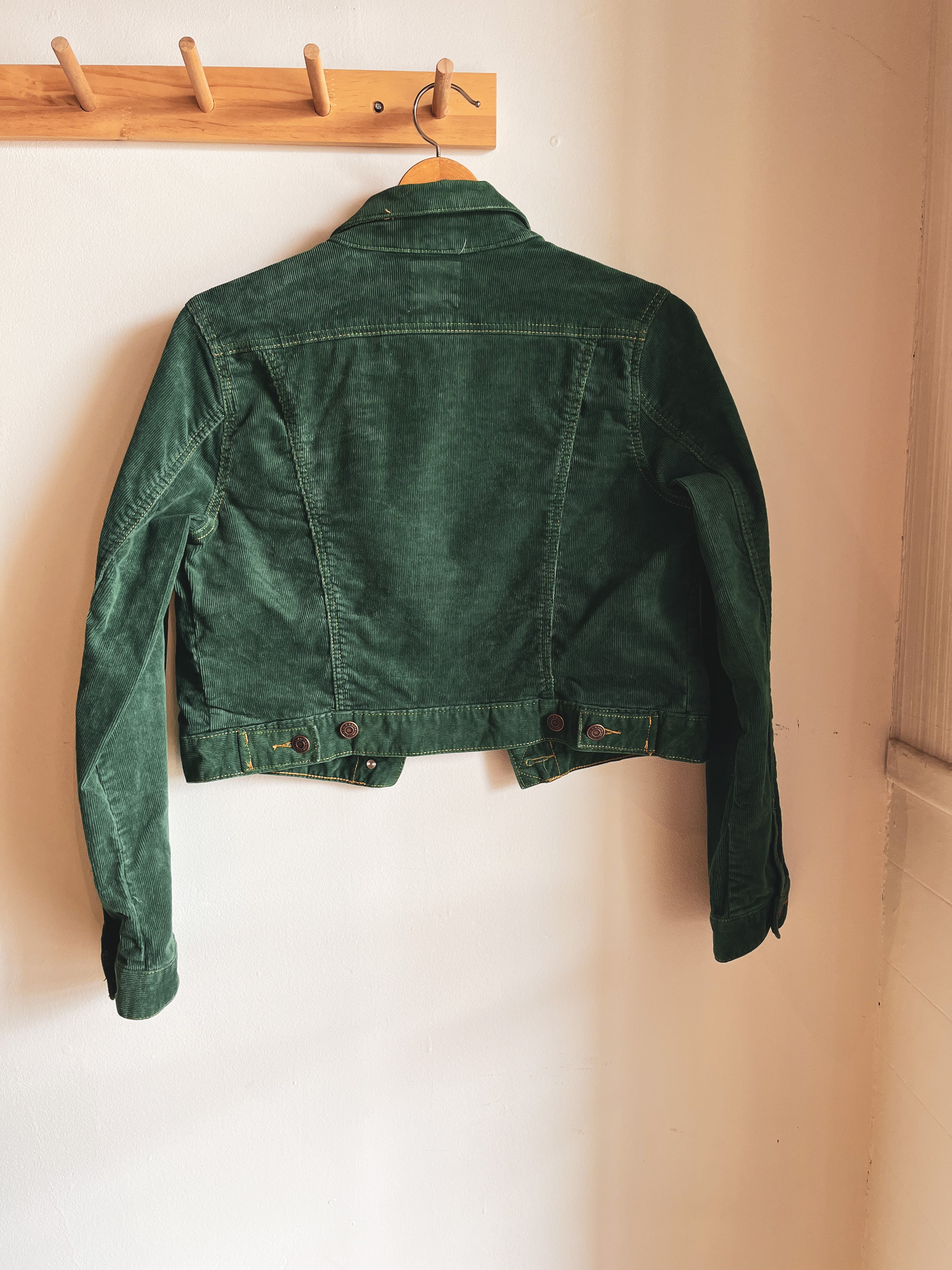 preloved green corduroy crop jacket | S