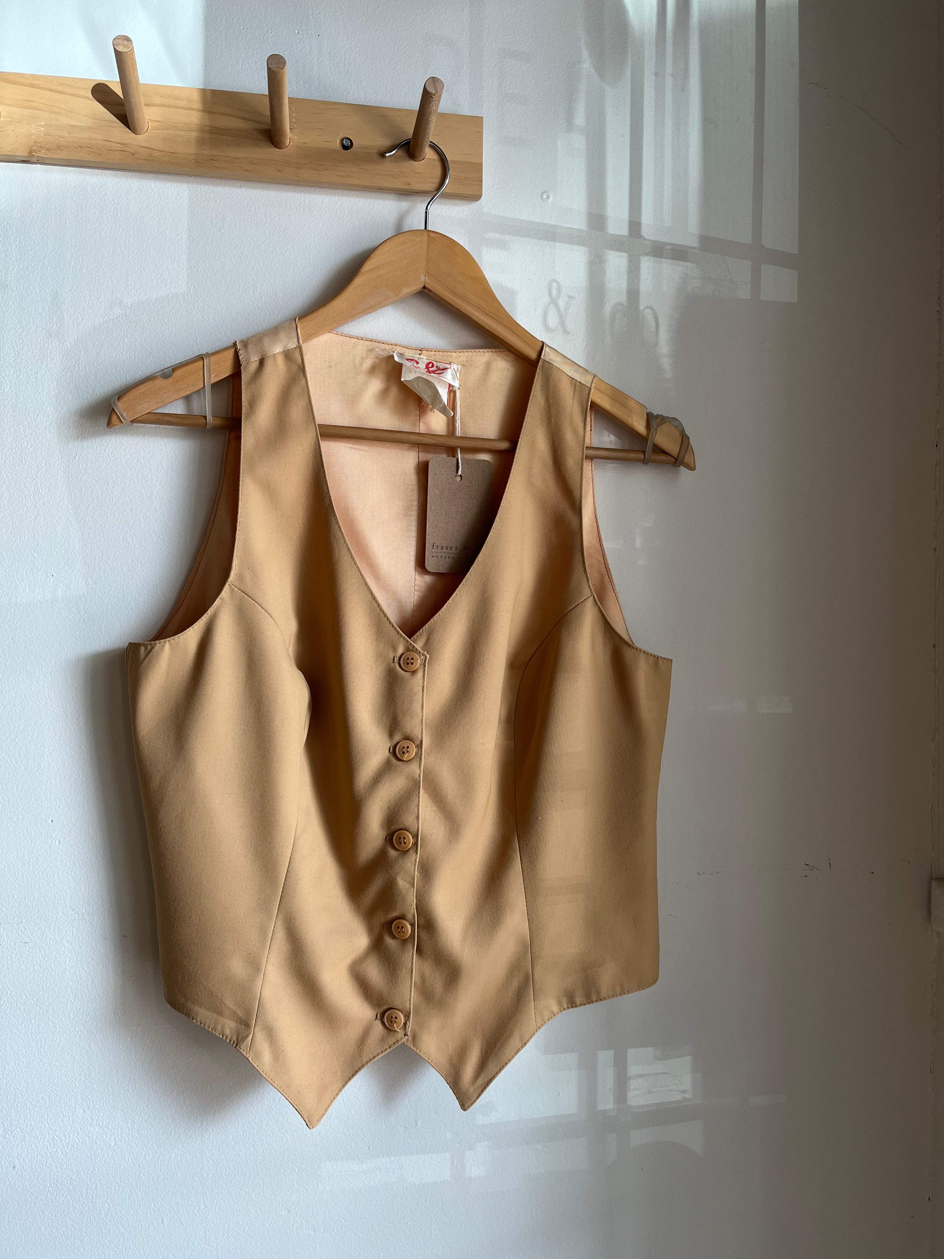 vintage tan button up vest | M