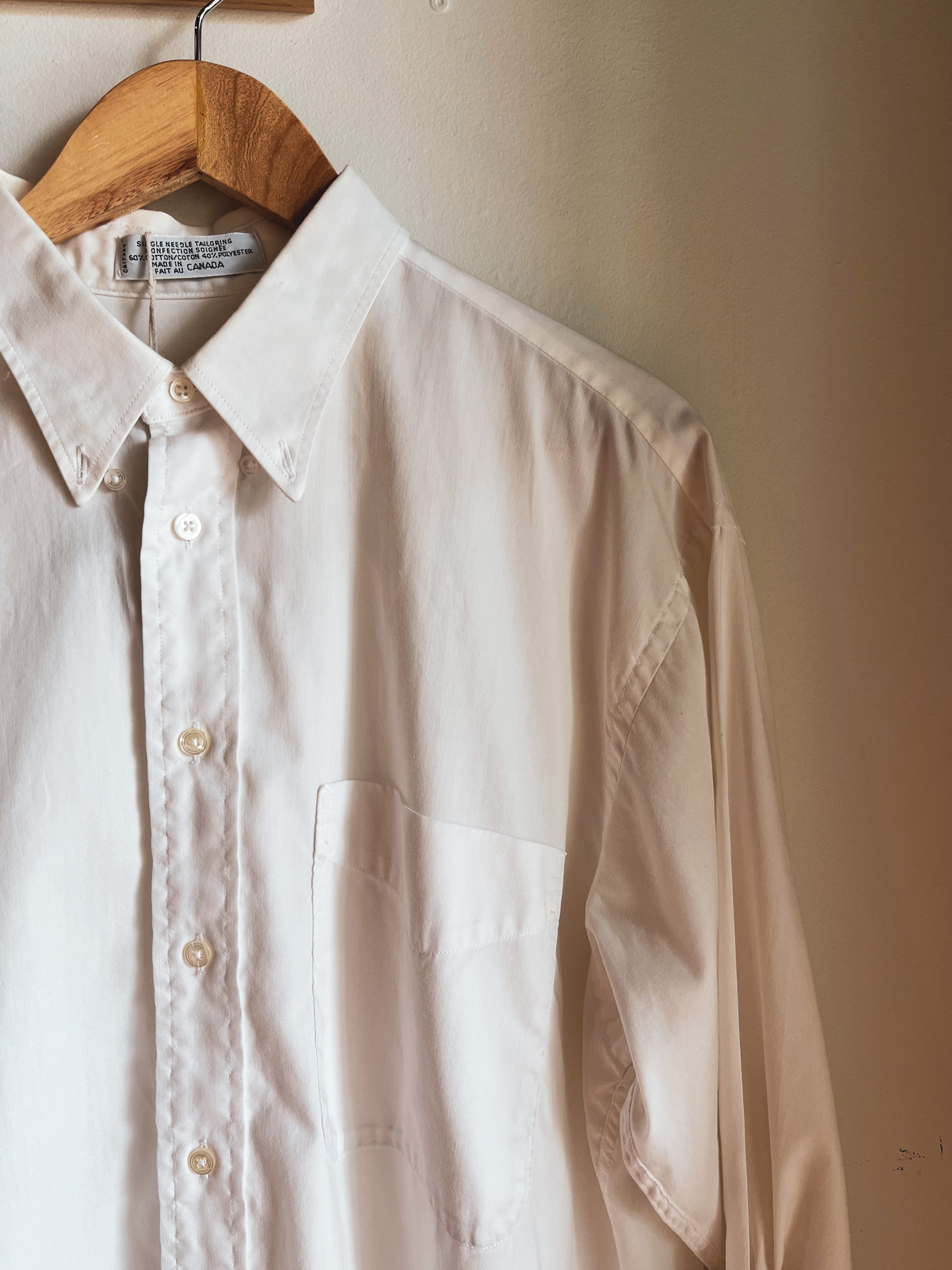 vintage white button up shirt | L