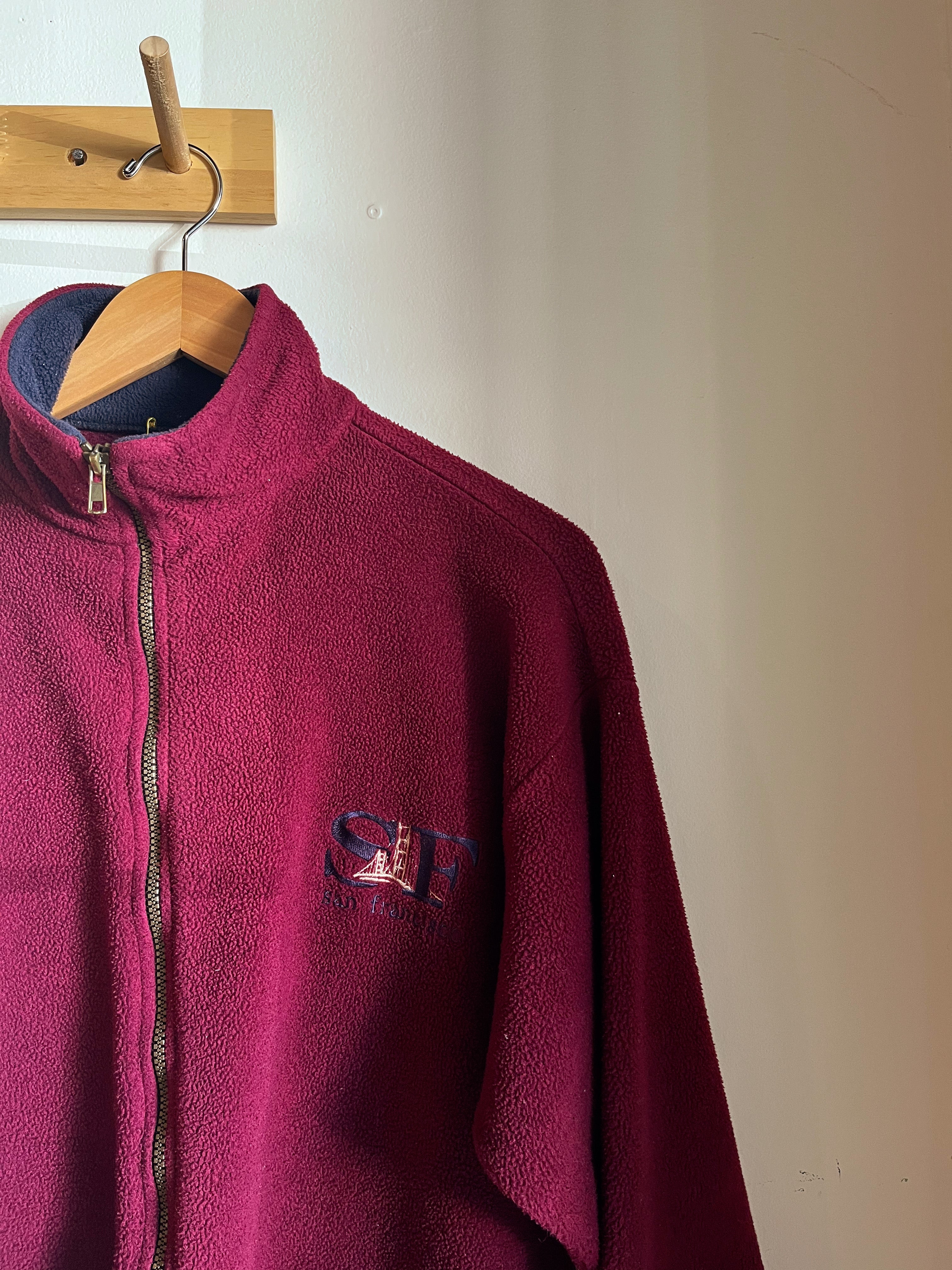 vintage burgundy San Fransisco fleece jacket | L
