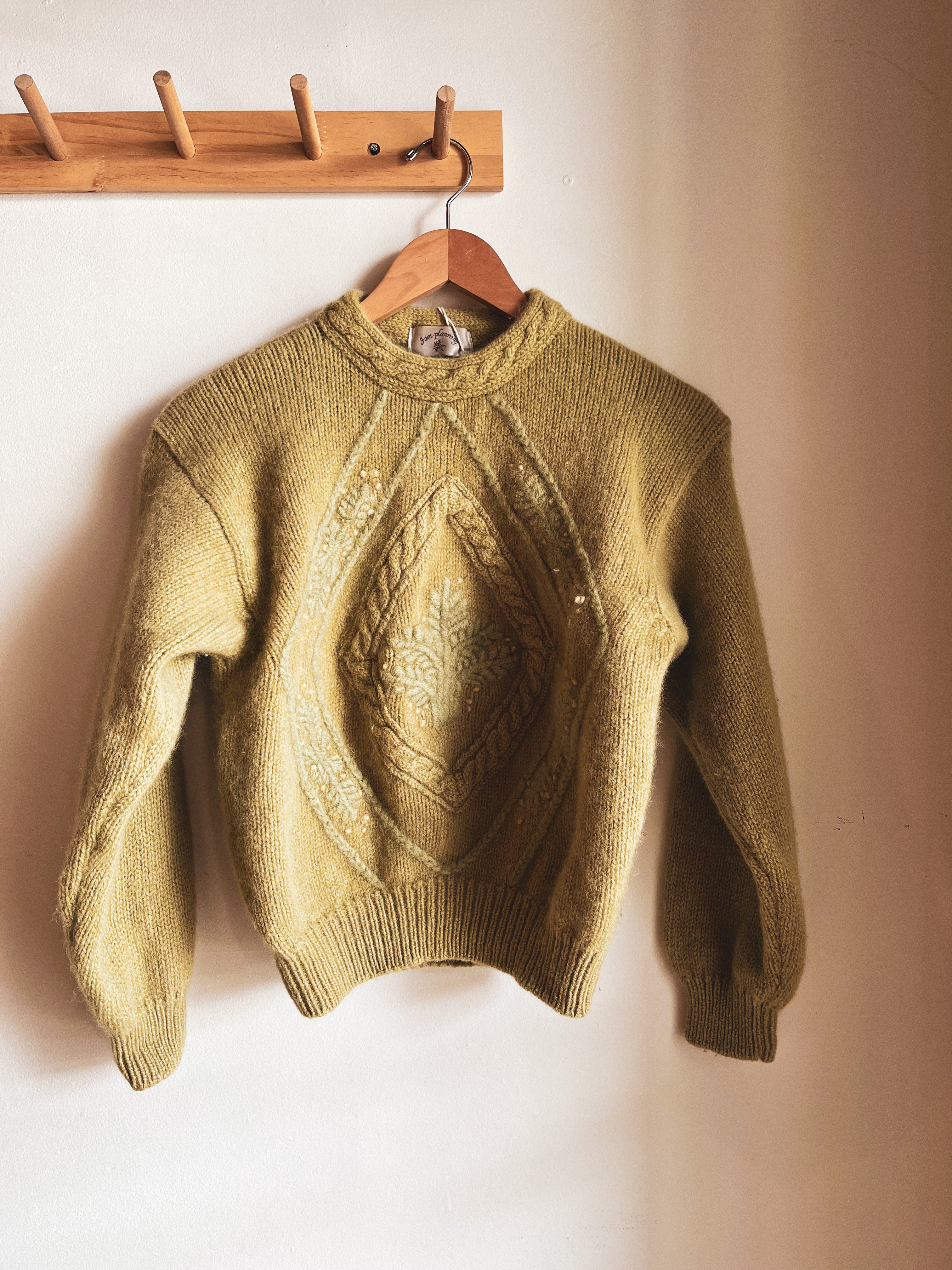 vintage green wool sweater | S