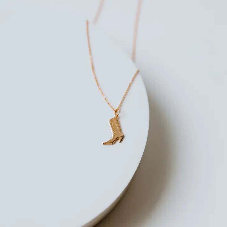 cowboy boot necklace in gold by Sydney Rose Co.