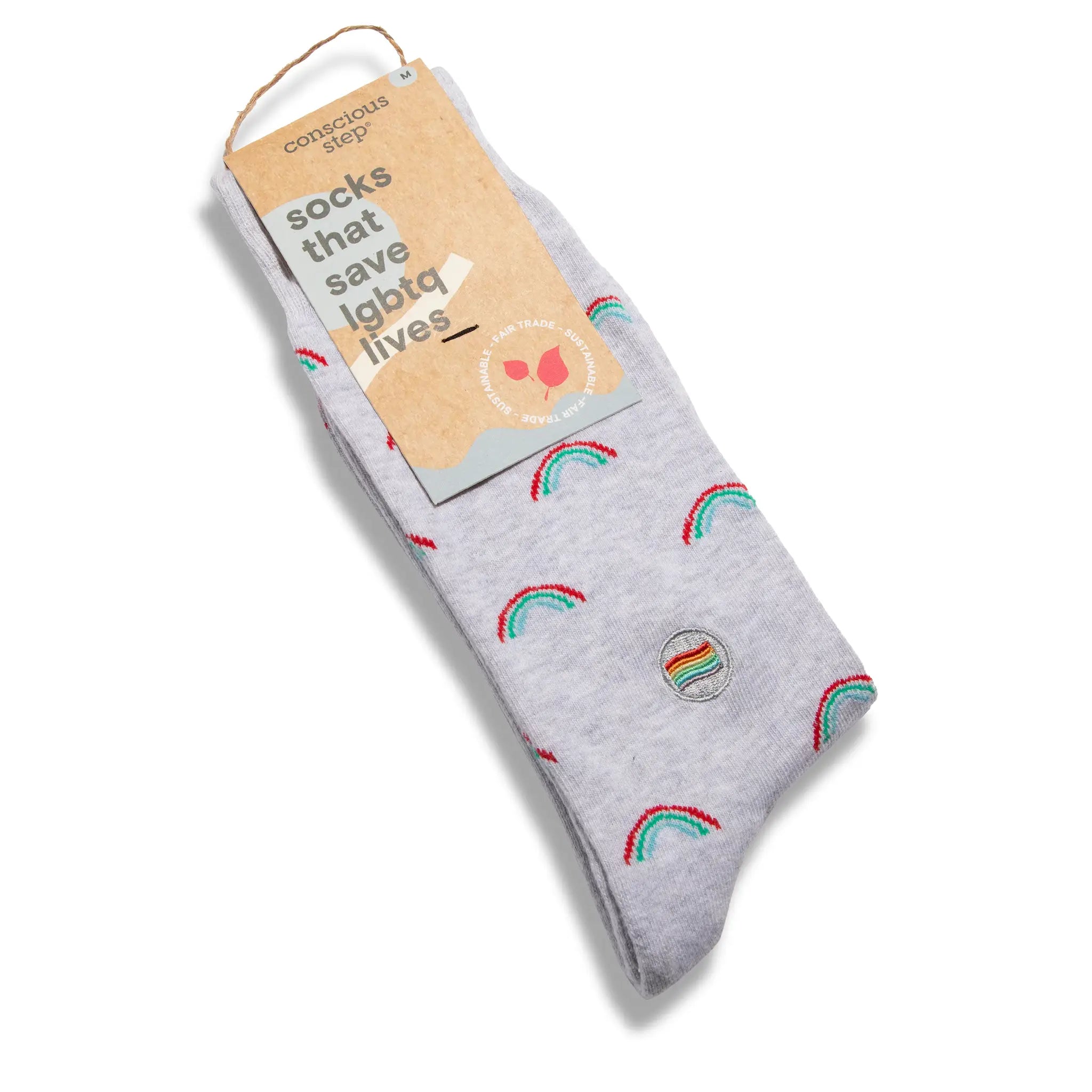 socks that save LGBTQ lives (rainbow) by conscious step