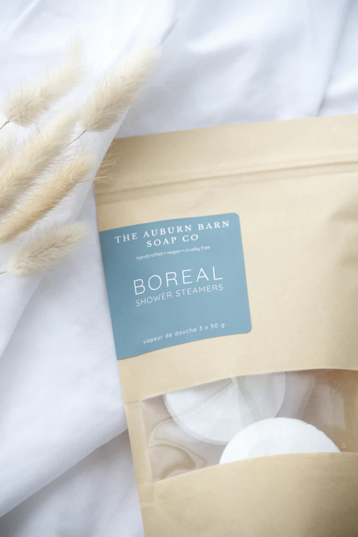 boreal shower steamers by the auburn barn soap co