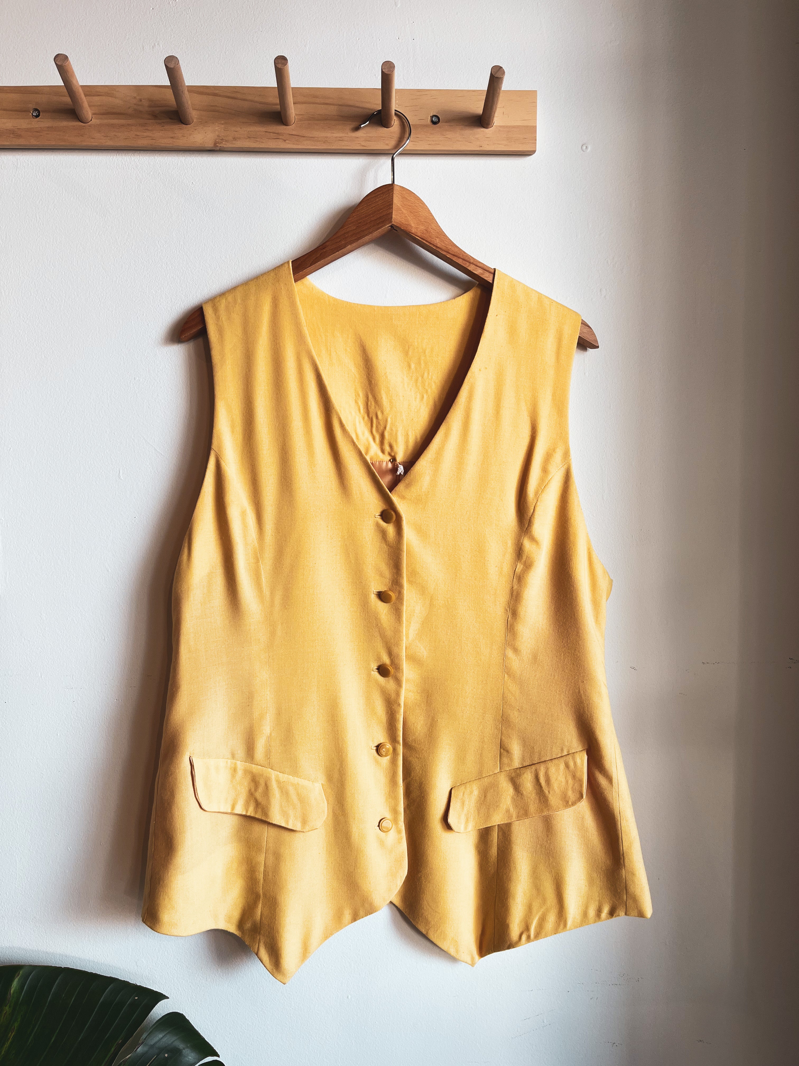 vintage yellow long vest | L