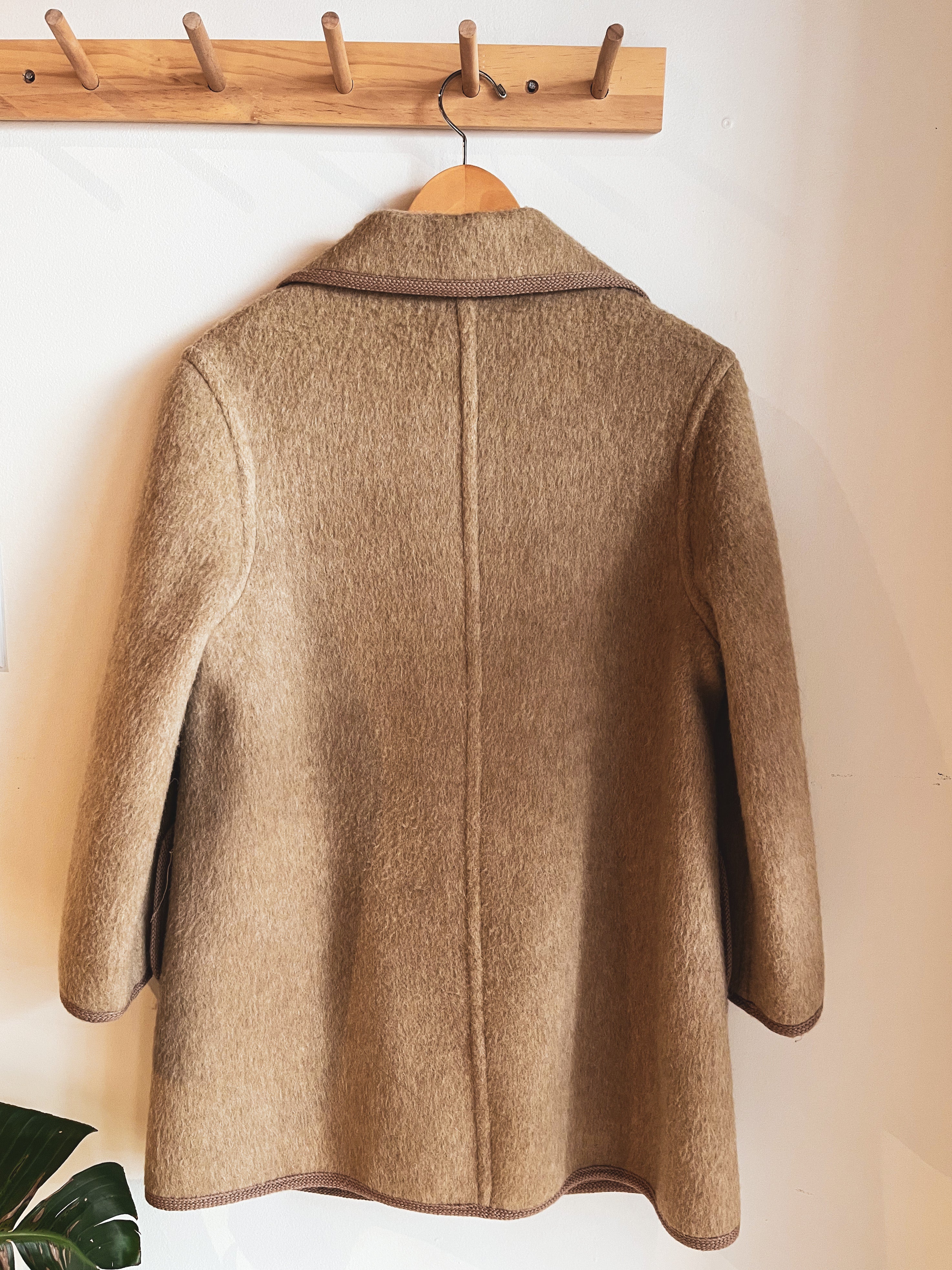 vintage beige cream reversible wool blend blanket coat | S
