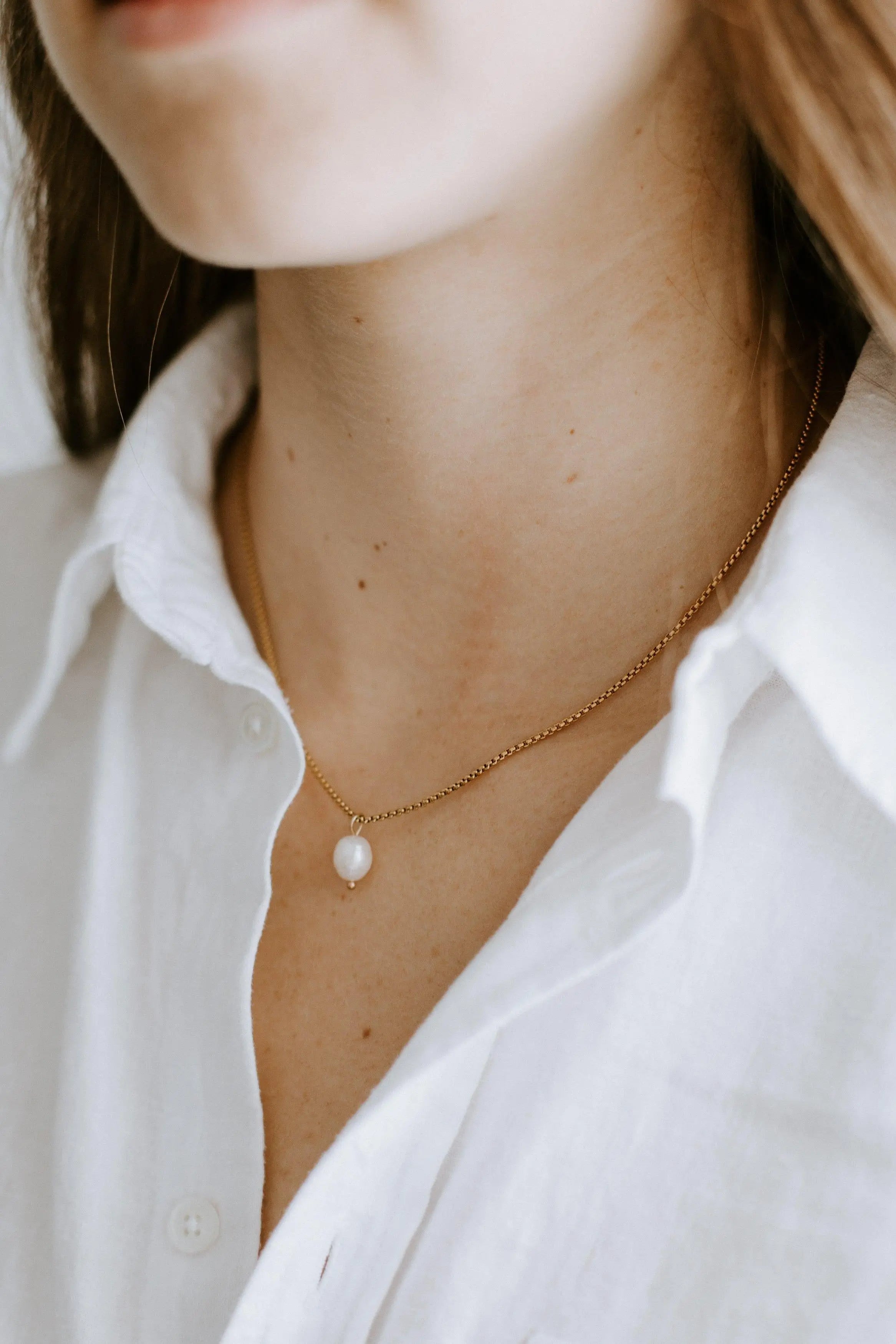 pearl drop necklace by Sydney Rose Co.
