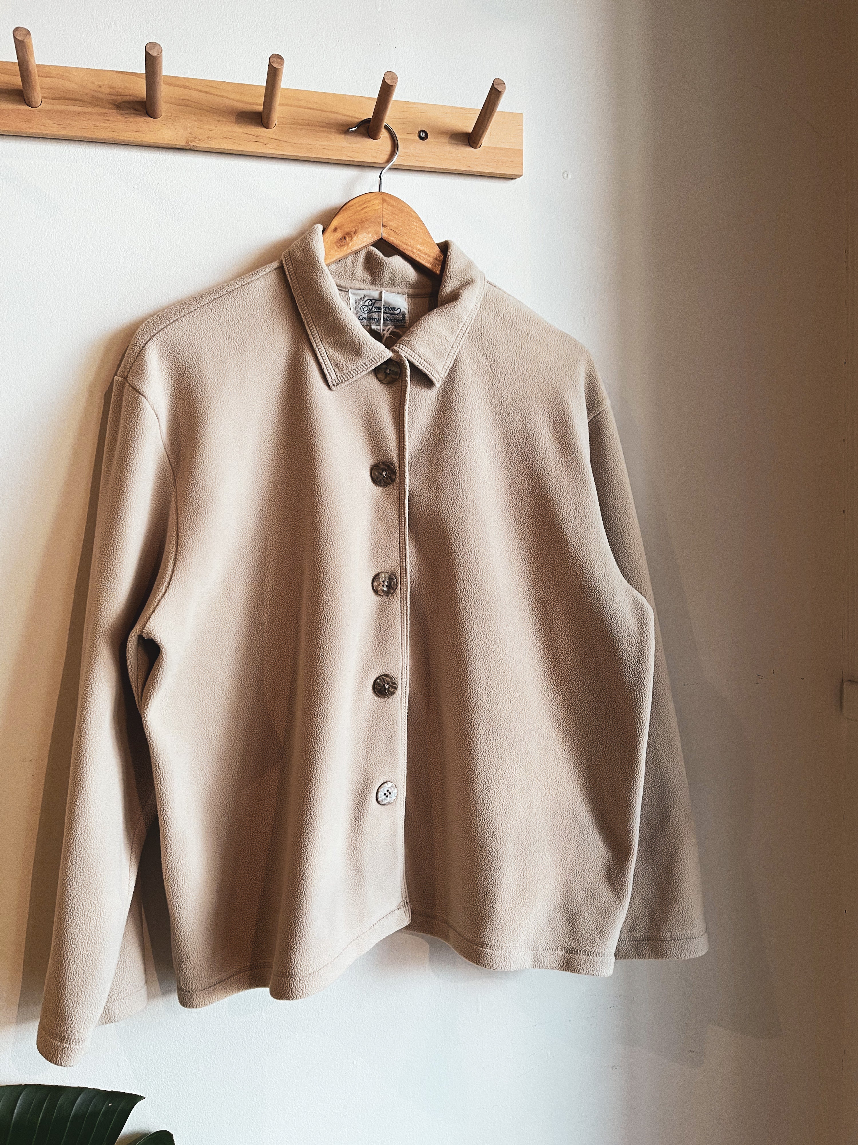 vintage beige flannel coat | XL