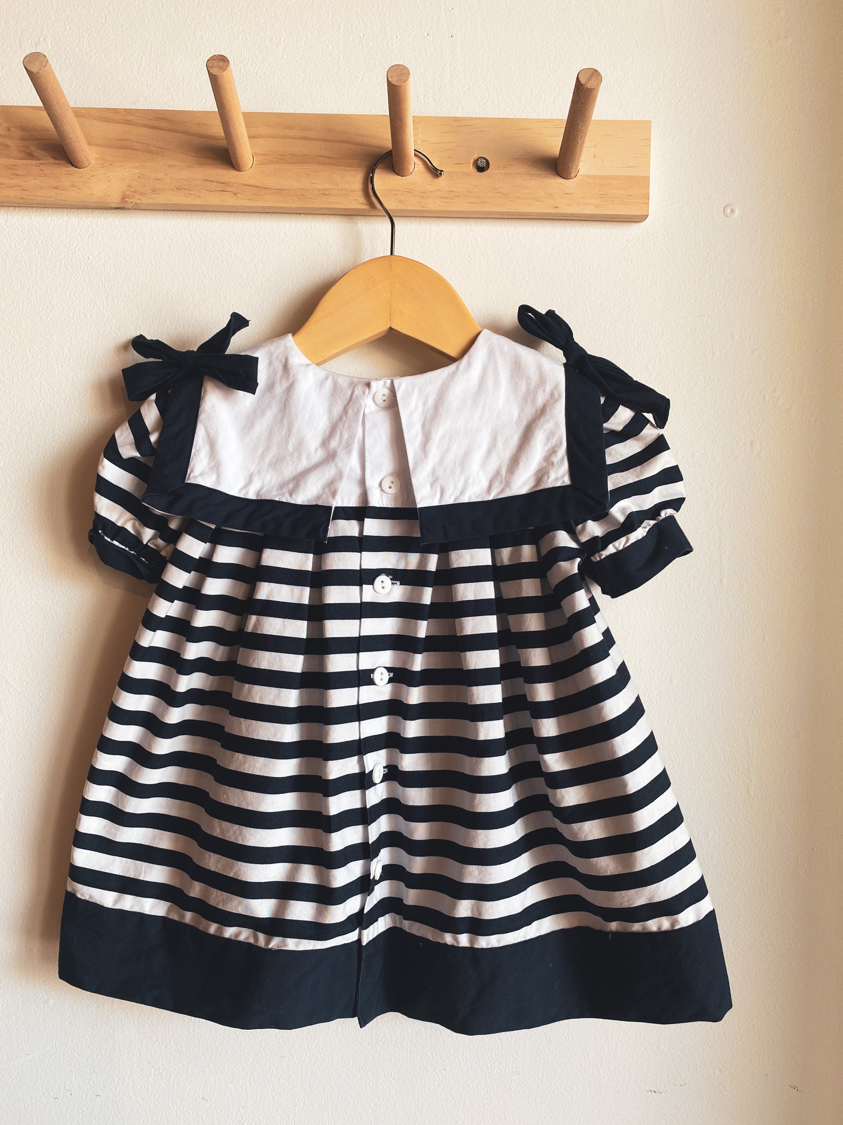 vintage baby sailor striped dress | 6M