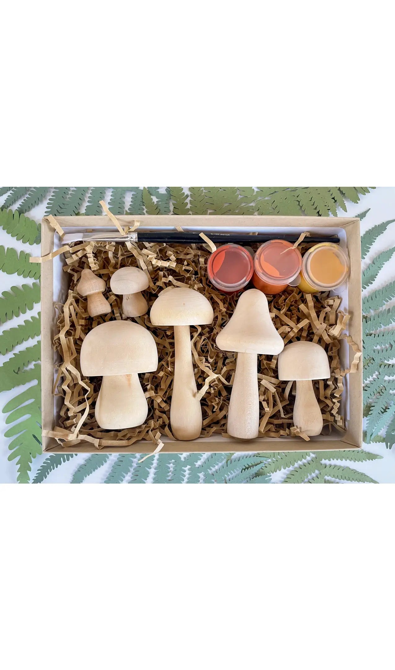 diy wooden mushroom painting kit by Bramble Workshop