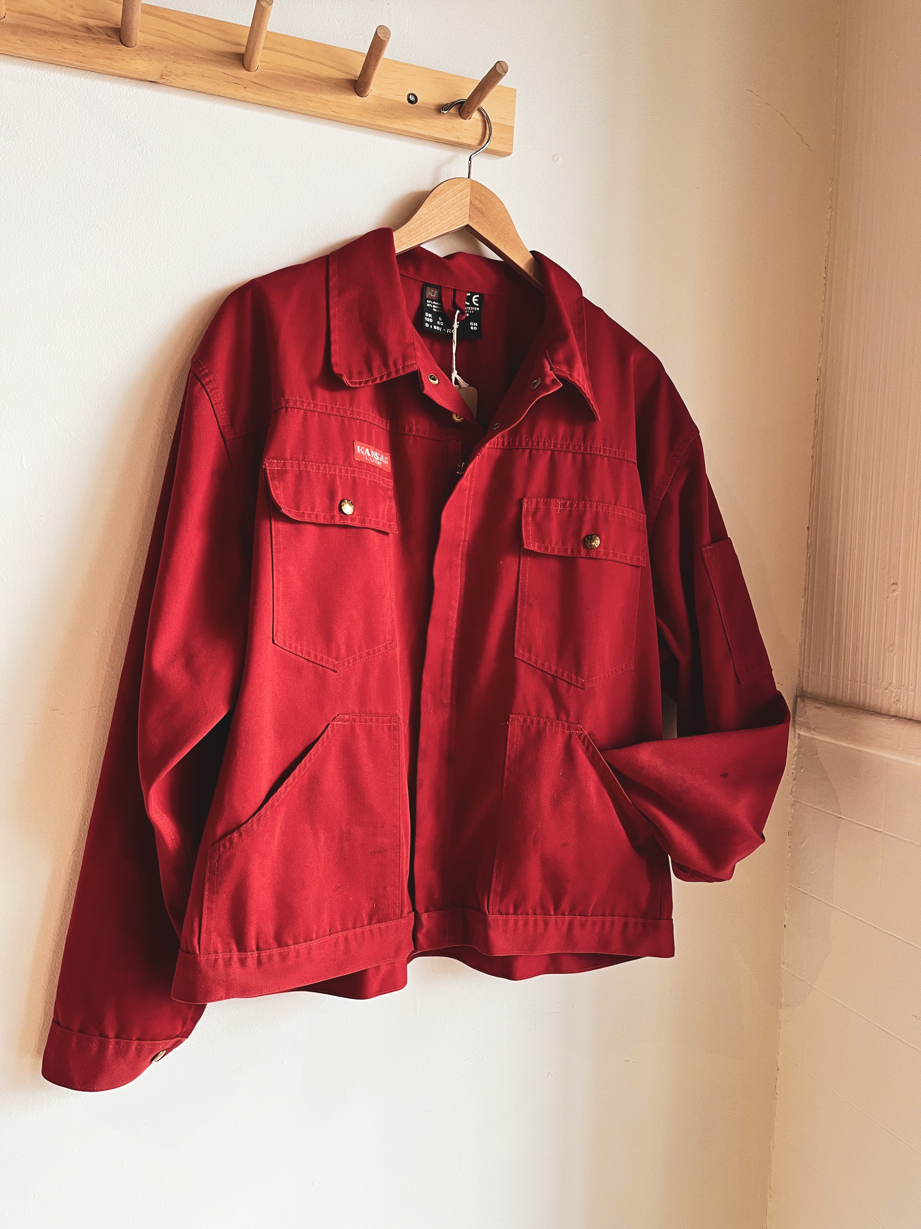 vintage mens red utility jacket | S