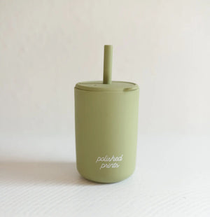 silicone straw cup w/lid & straw | polished prints