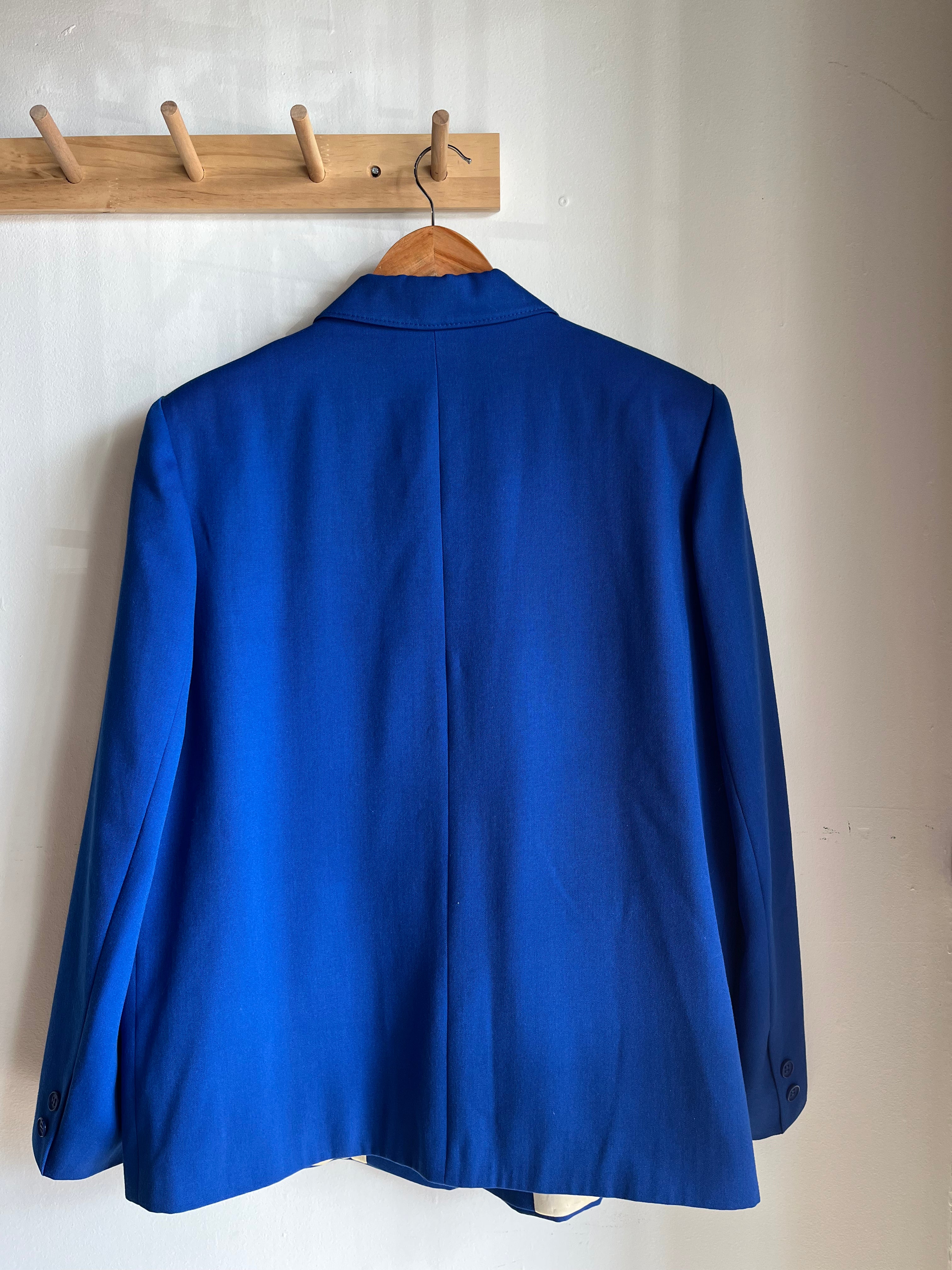 vintage blue wool oversized blazer | M