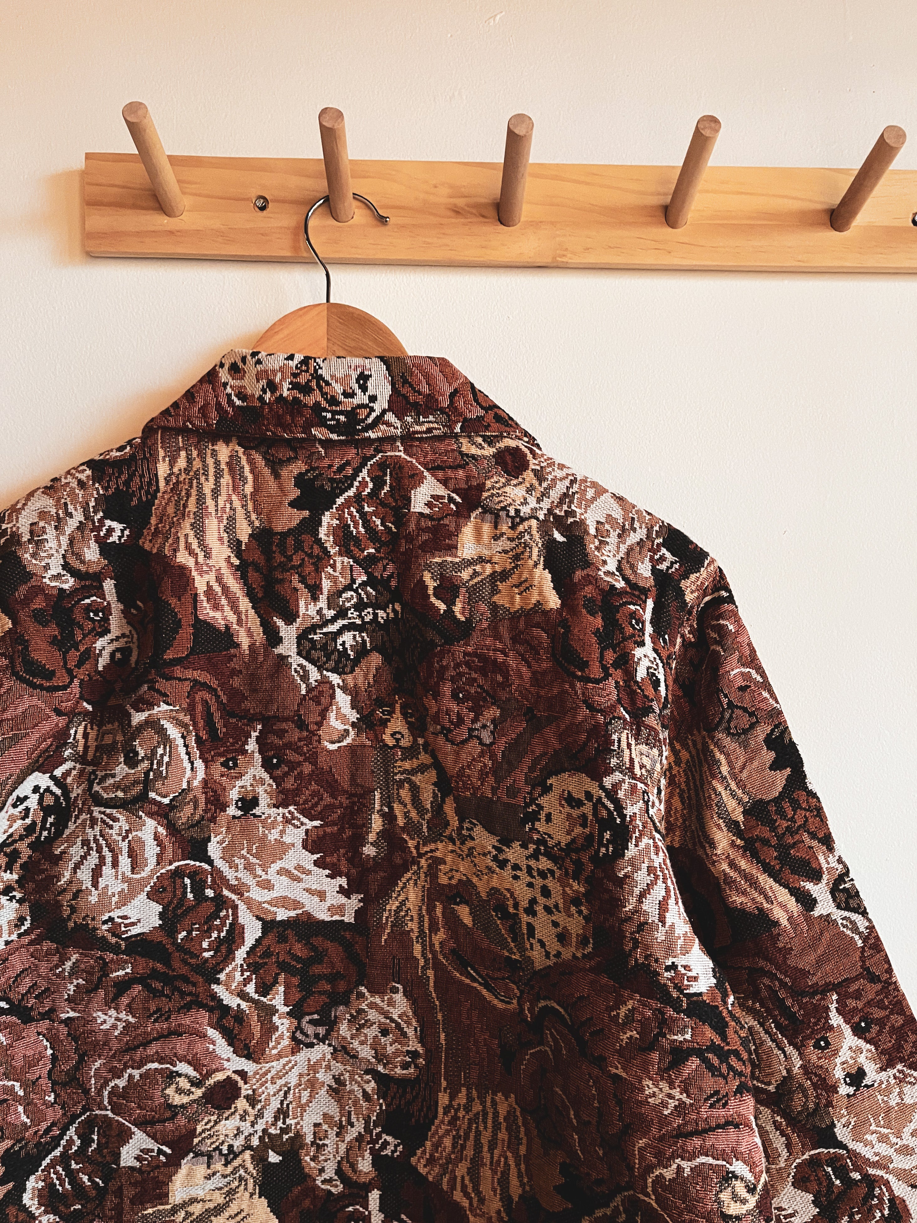 vintage brown dog tapestry chore coat | L