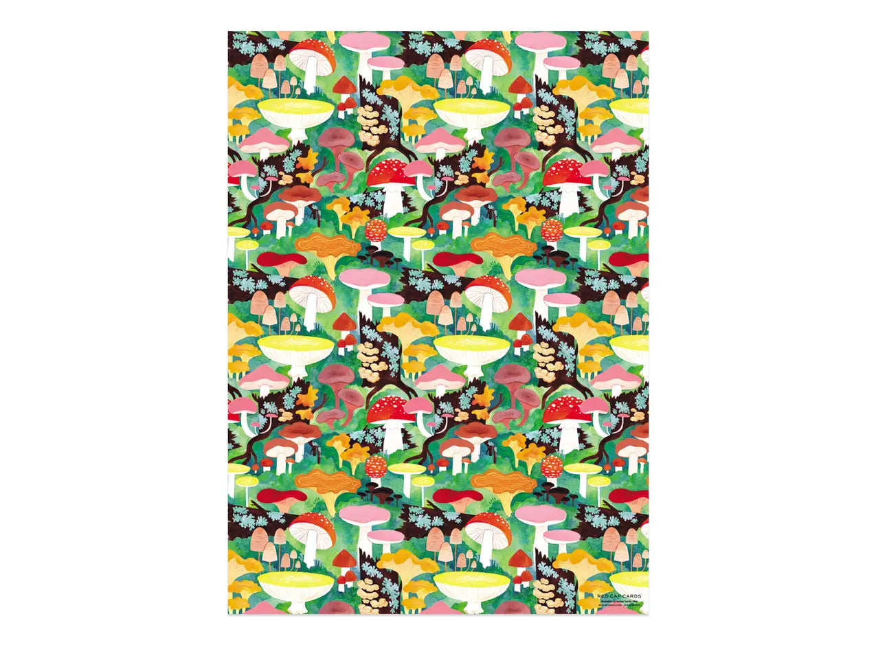 woodland mushrooms gift wrap roll by Red Cap Cards