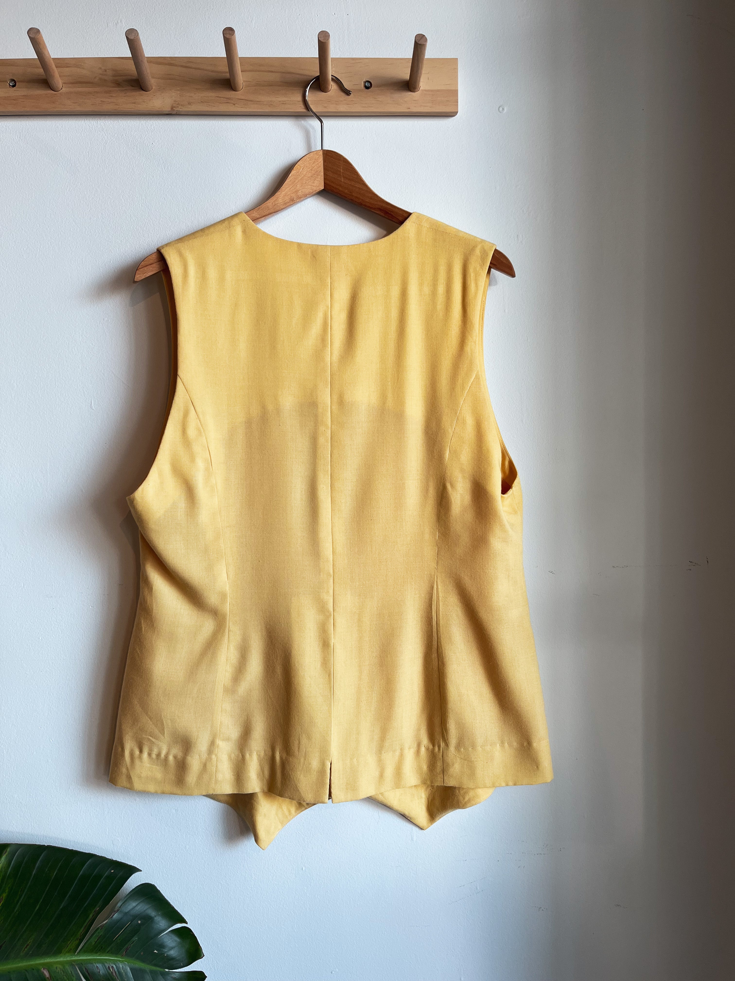 vintage yellow long vest | L