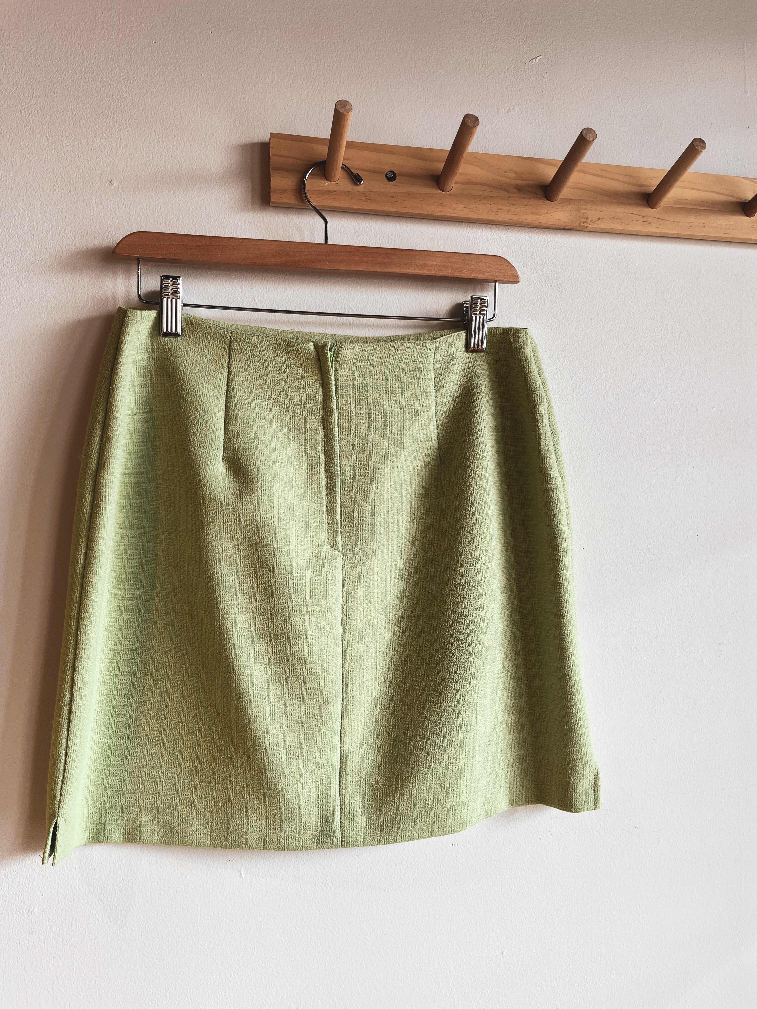 vintage light green mini skirt | M